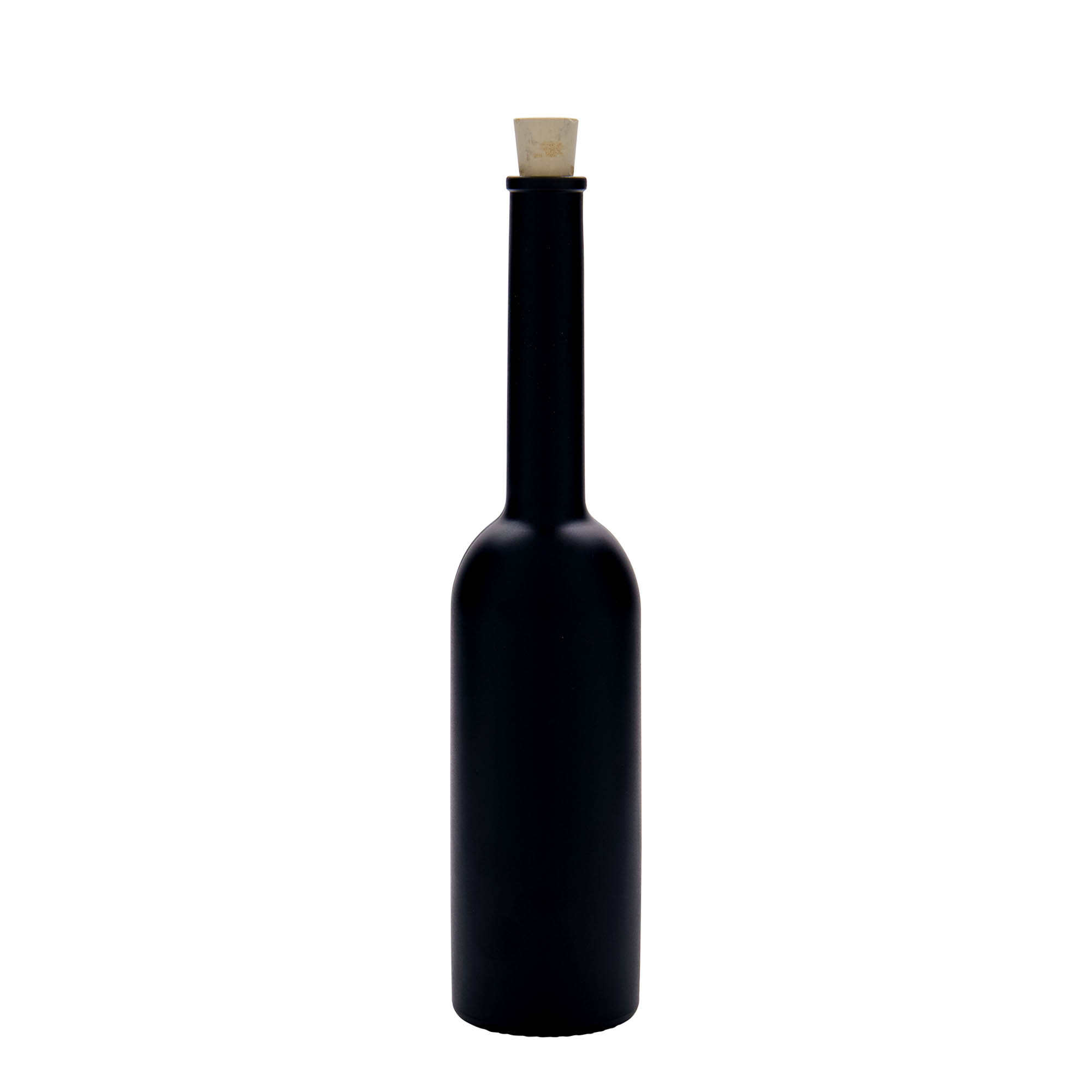 200 ml sklenená fľaša 'Opera', čierna, hrdlo: korok
