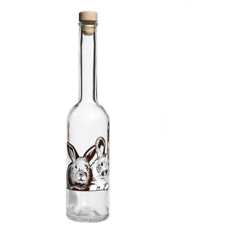 500 ml sklenená fľaša 'Opera', motív: králik, hrdlo: korok 500 ml sklenená fľaša 'Opera', motív: králik, hrdlo: korok