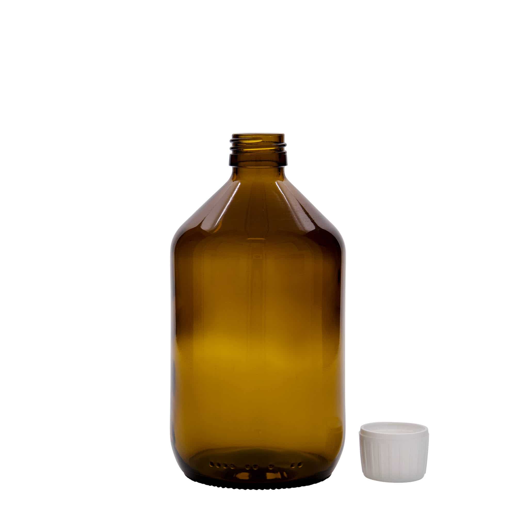 500 ml liekovka, hnedá farba, sklená, hrdlo: PP 28