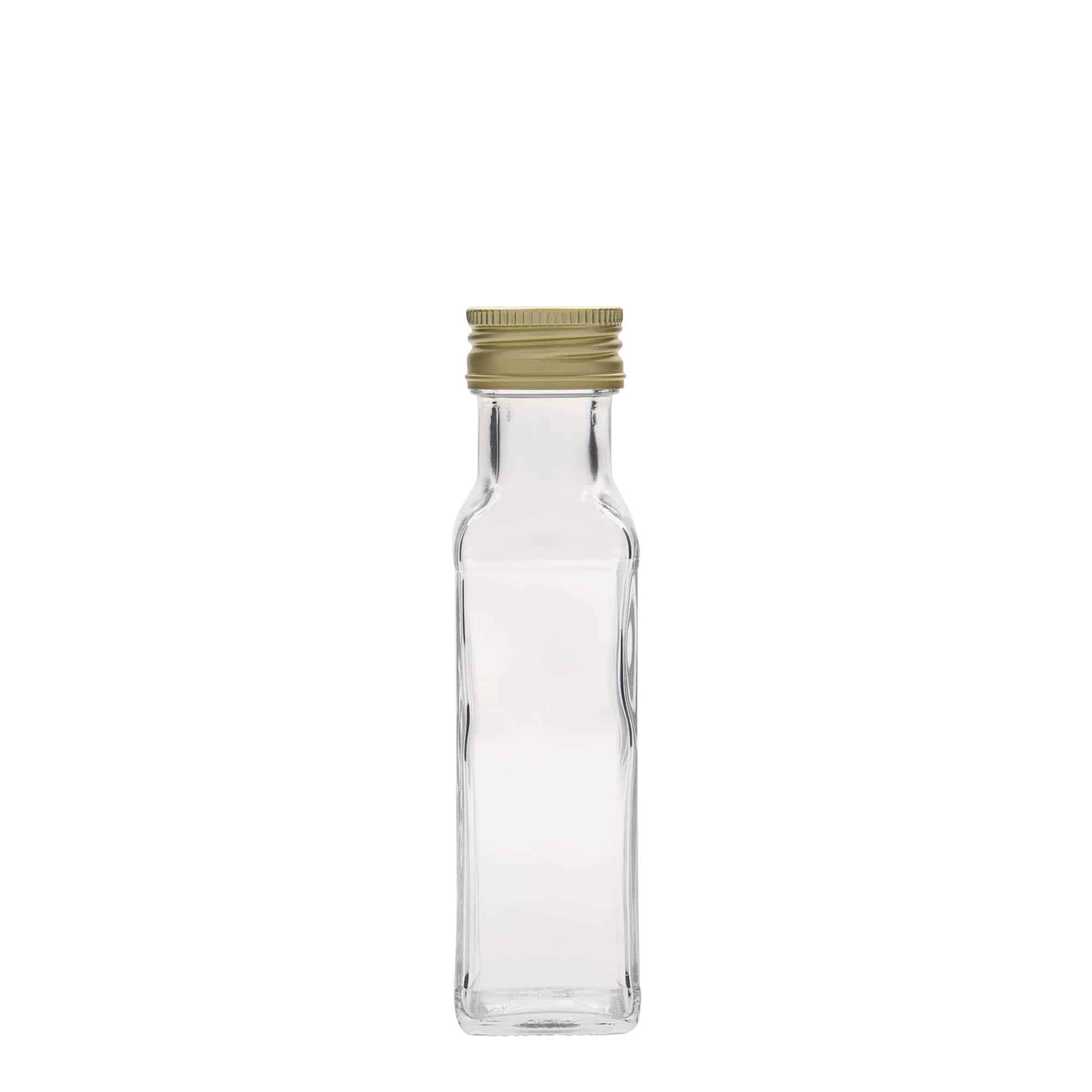 100 ml sklená fľaša „Marasca“, štvorcová, hrdlo: PP 31,5