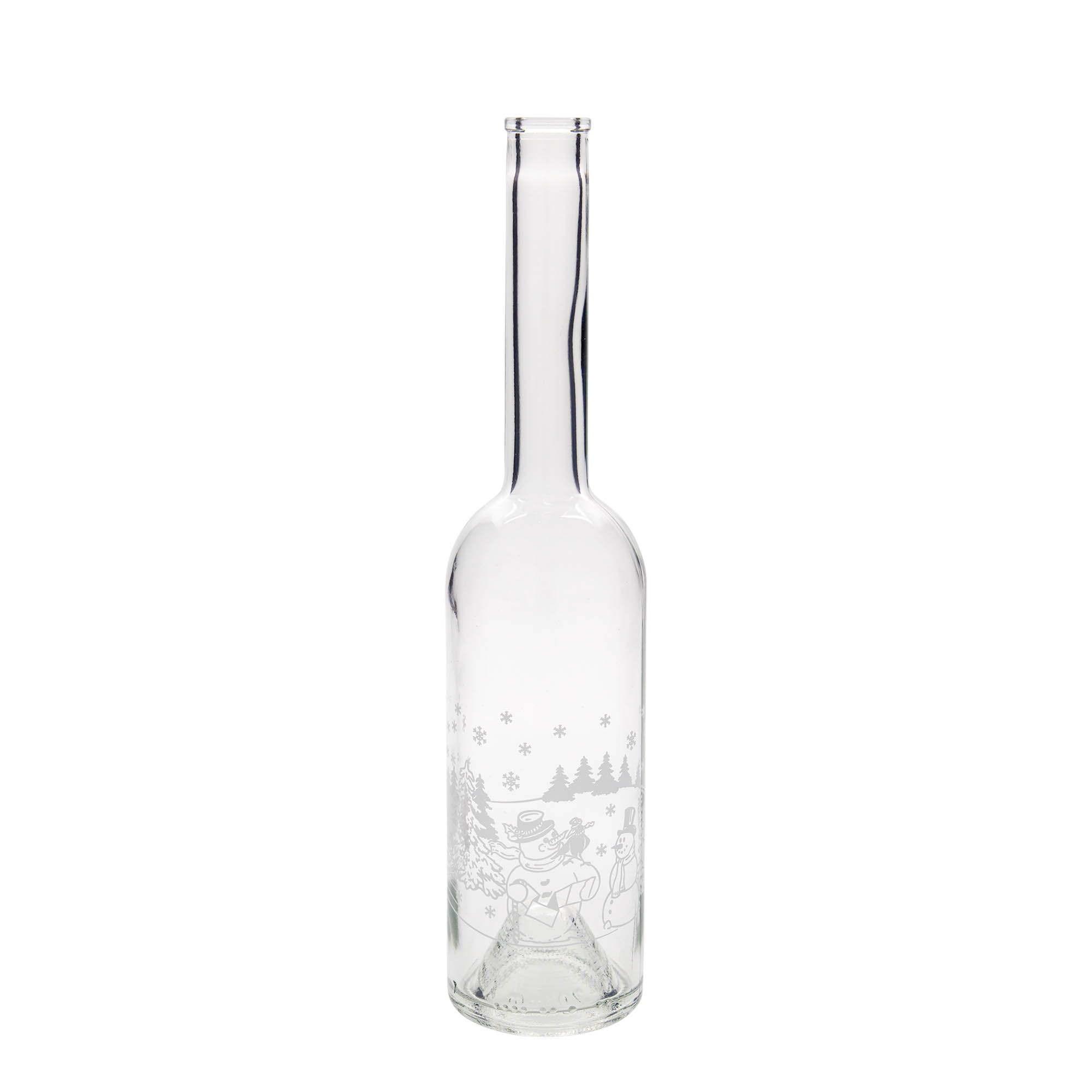 500 ml sklenená fľaša 'Opera', motív: fľaša snehuliaka, hrdlo: korok