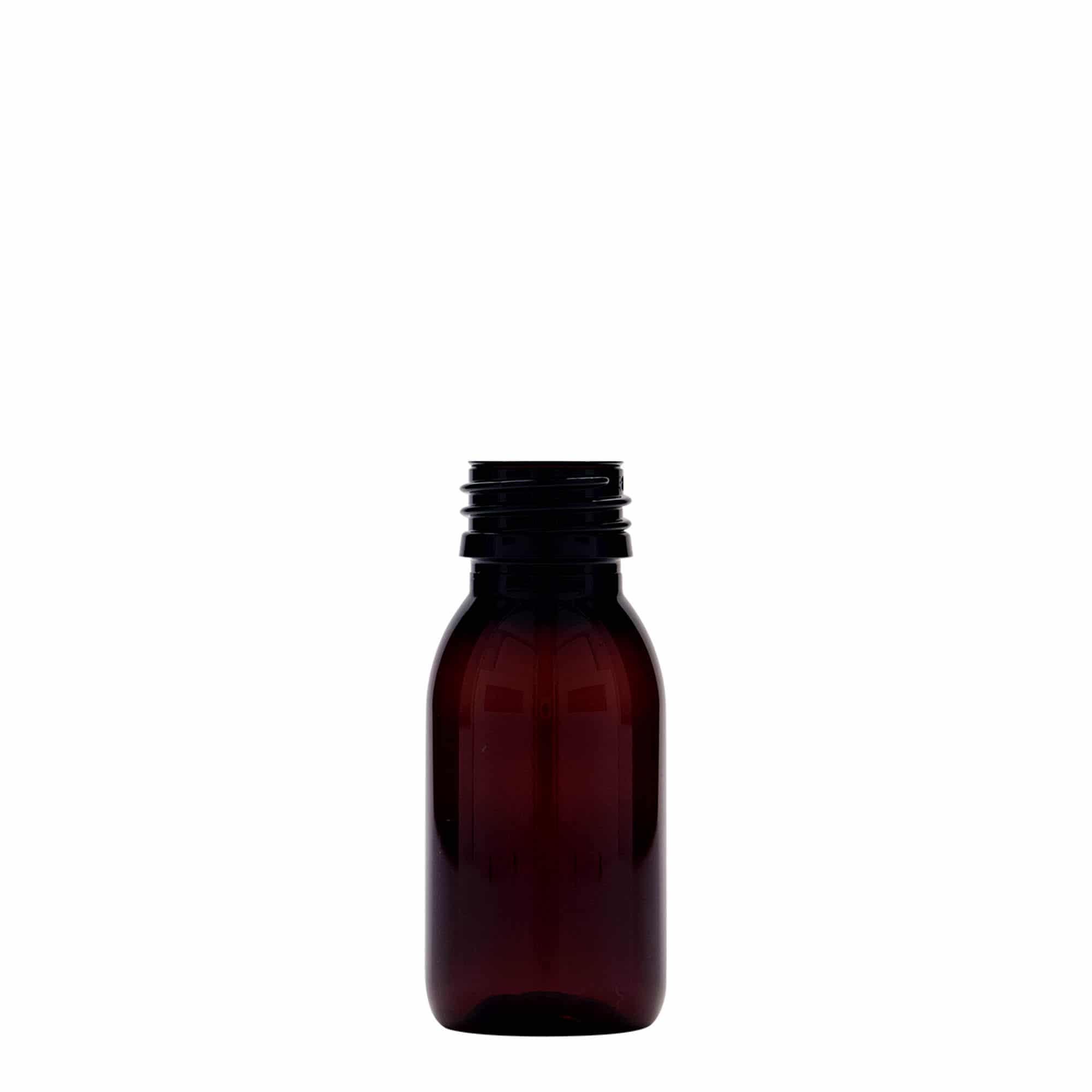 60 ml PET liekovka, hnedá farba, plast, hrdlo: PP 28 60 ml PET liekovka, hnedá farba, plast, hrdlo: PP 28