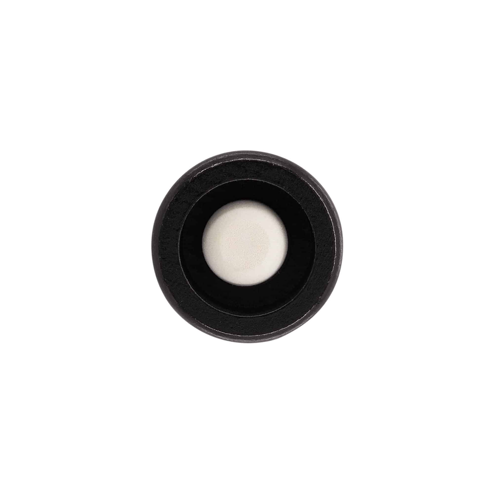 Zátky s hmatníkom 19 mm, drevo/plast, čierna farba, pre hrdlo: korok