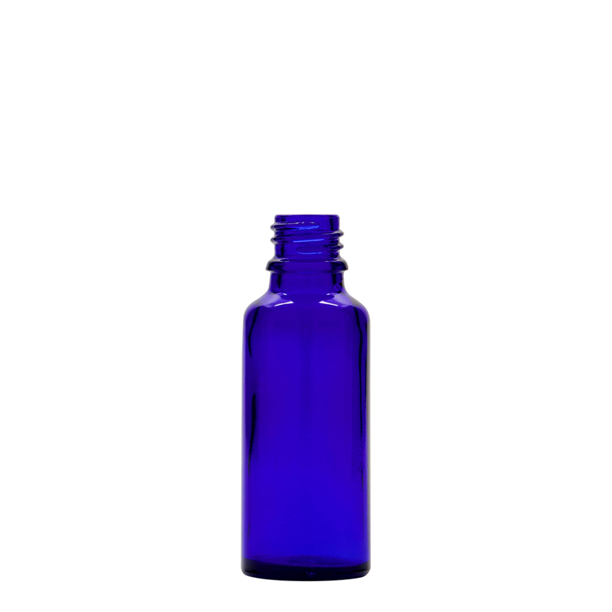 30 ml liekovka s pipetou, sklo, kráľovská modrá-červená, hrdlo: DIN 18
