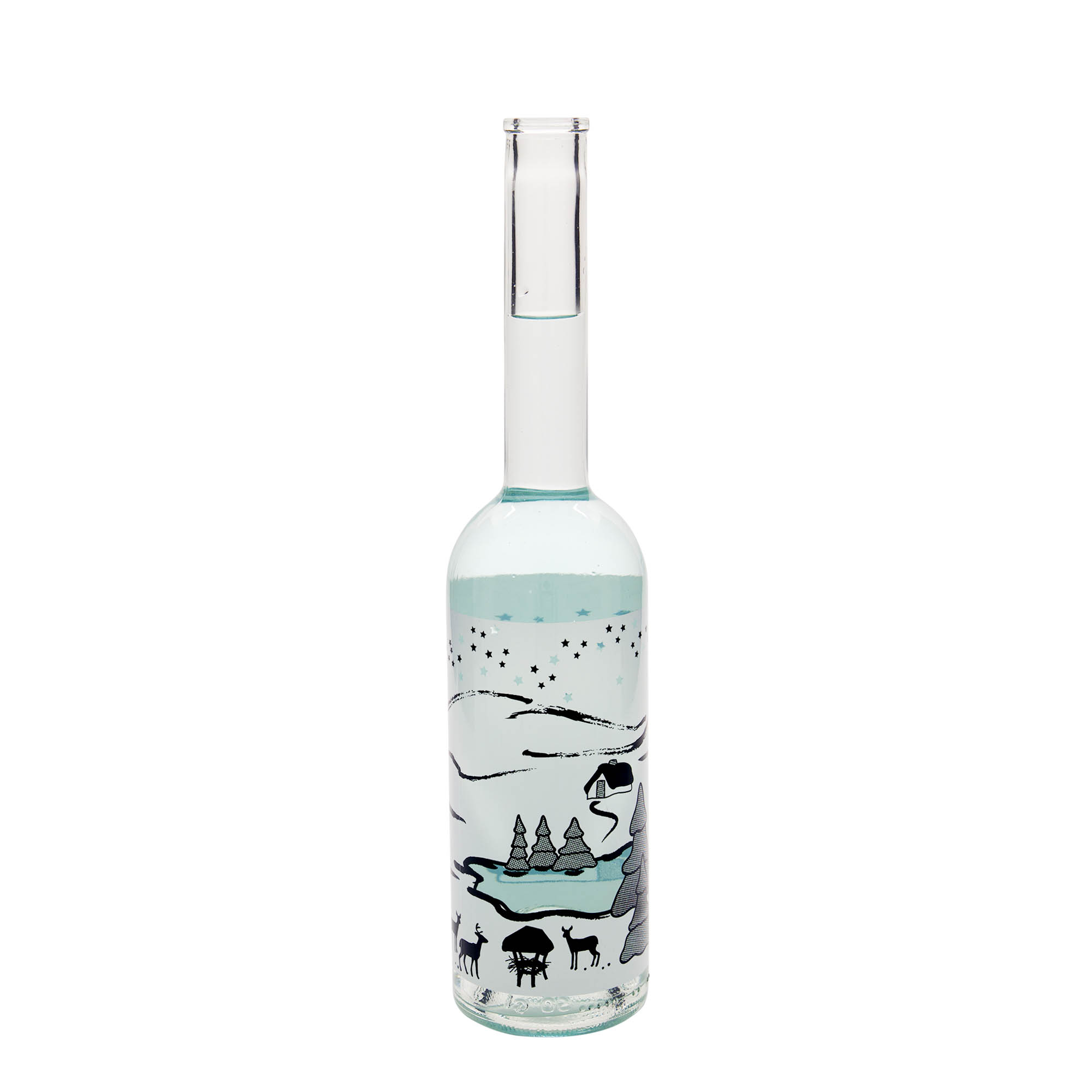 500 ml sklenená fľaša 'Opera', motív: Zimný sen-Bianco, hrdlo: korok