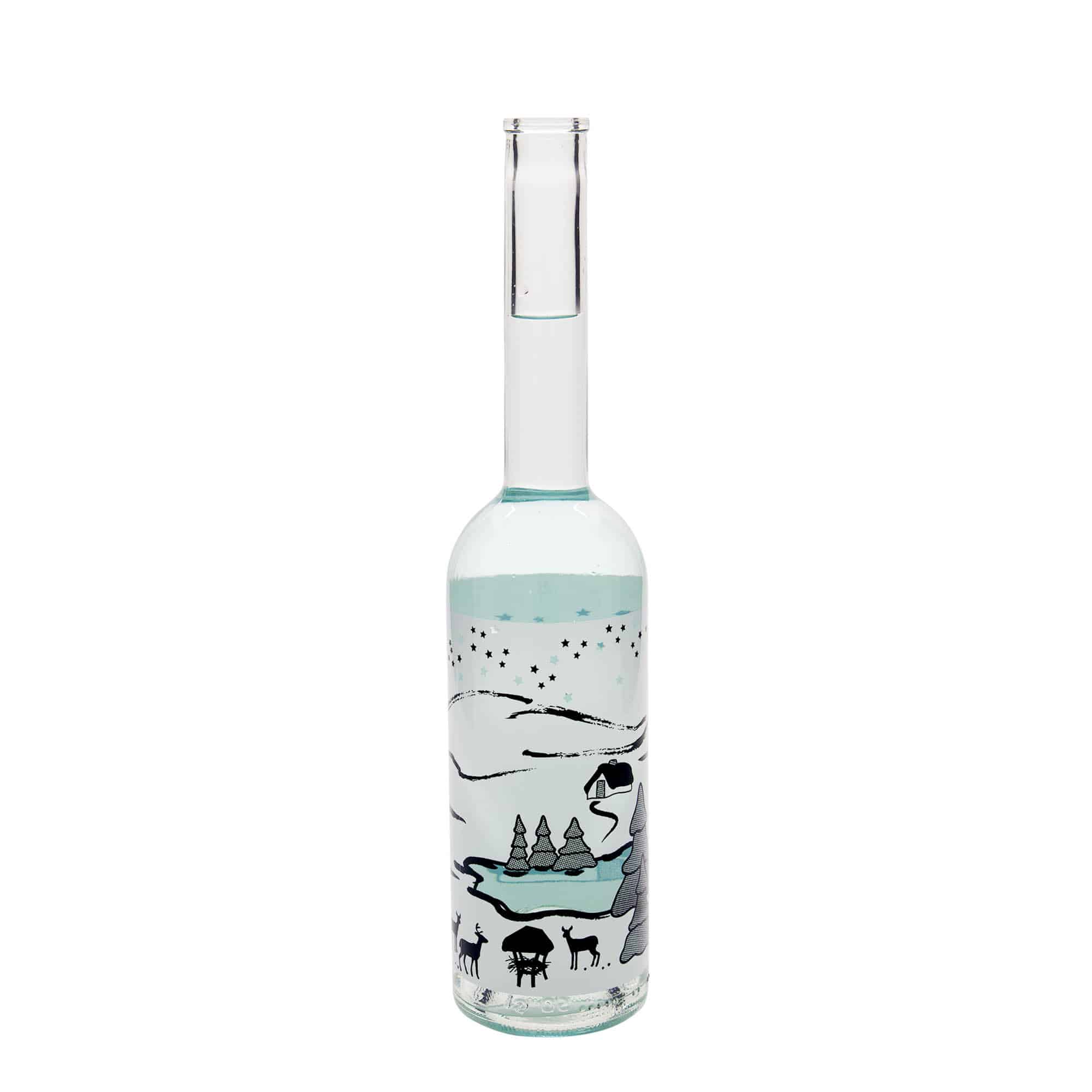 500 ml sklenená fľaša 'Opera', motív: Zimný sen-Bianco, hrdlo: korok 500 ml sklenená fľaša 'Opera', motív: Zimný sen-Bianco, hrdlo: korok