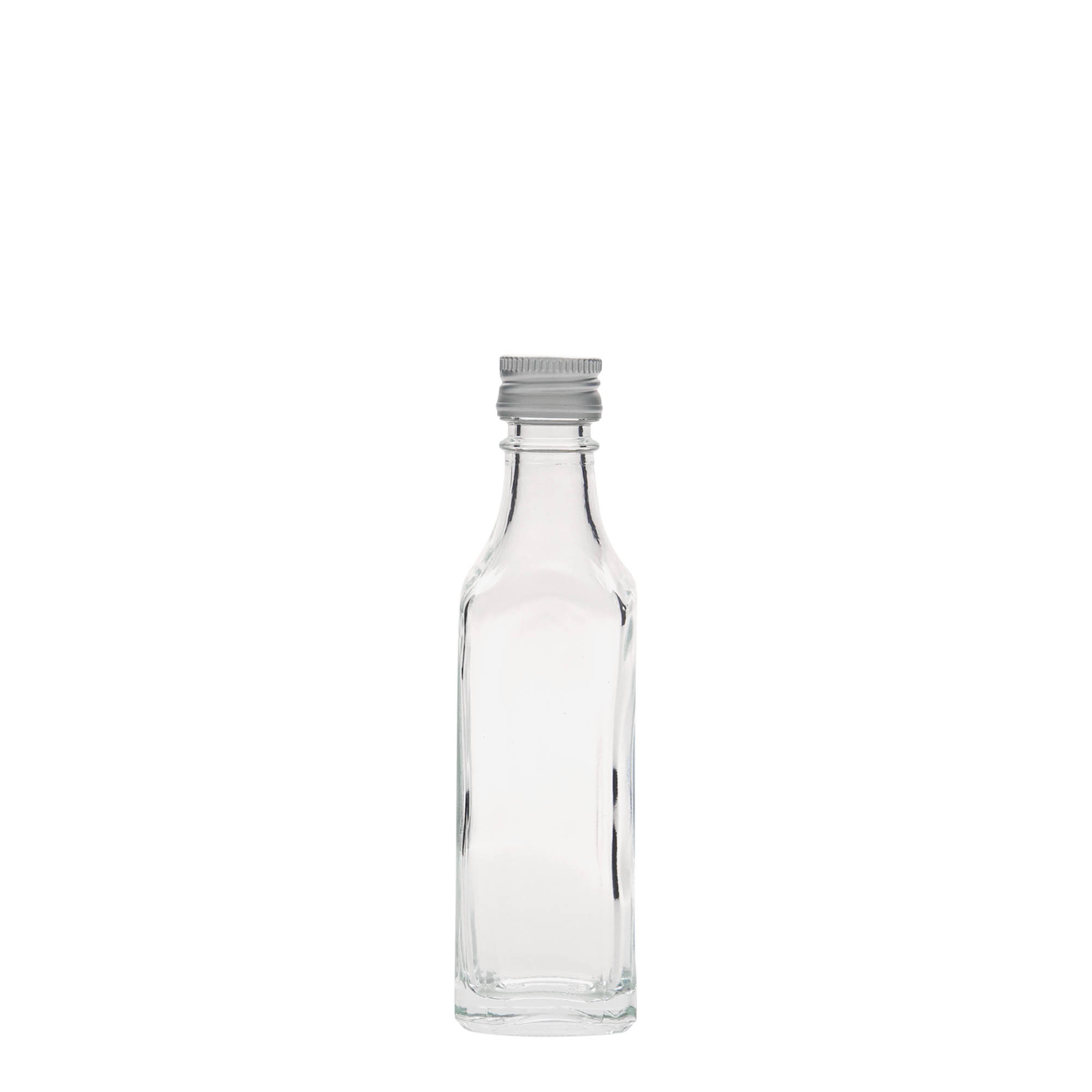 50 ml sklenená fľaša 'Siena', štvorcová, hrdlo: PP 18