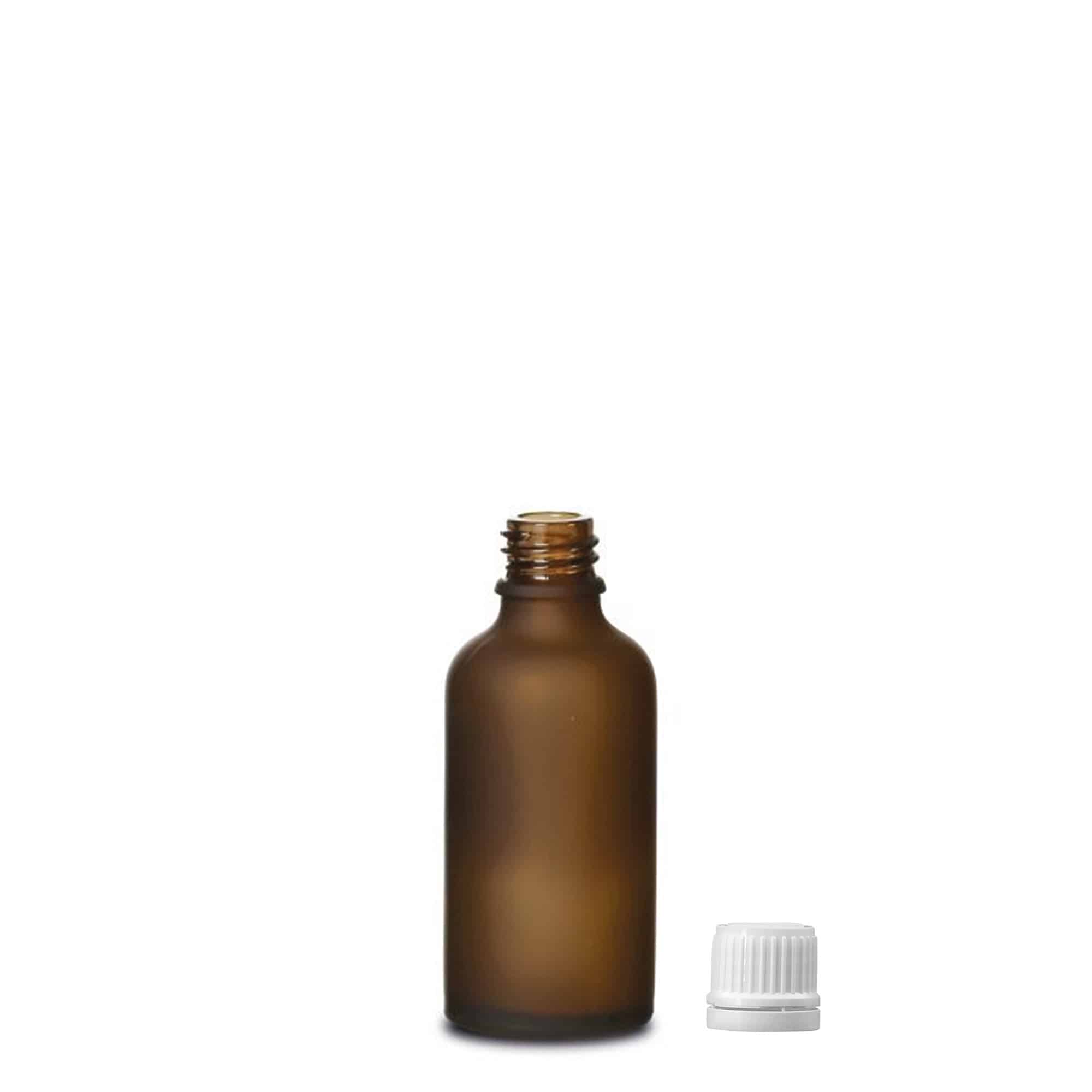 50ml liekovka, sklo, hnedá matná, hrdlo: DIN 18