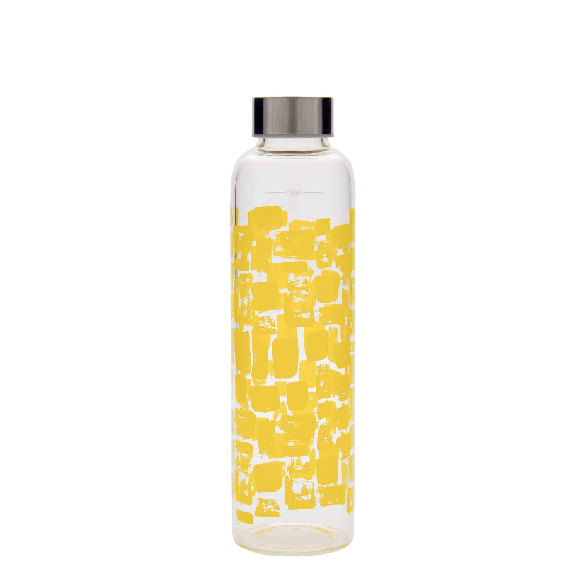 500 ml fľaša „Perseus“, motív: žlté obdĺžniky, hrdlo: skrutkovací uzáver