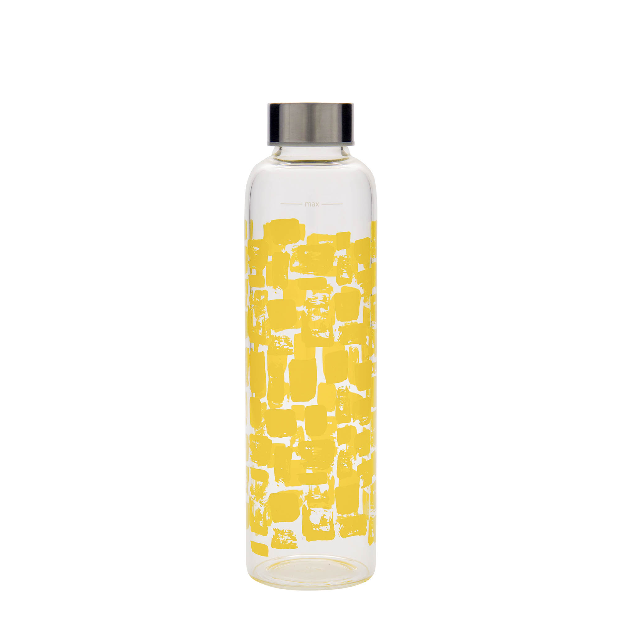 500 ml fľaša „Perseus“, motív: žlté obdĺžniky, hrdlo: skrutkovací uzáver