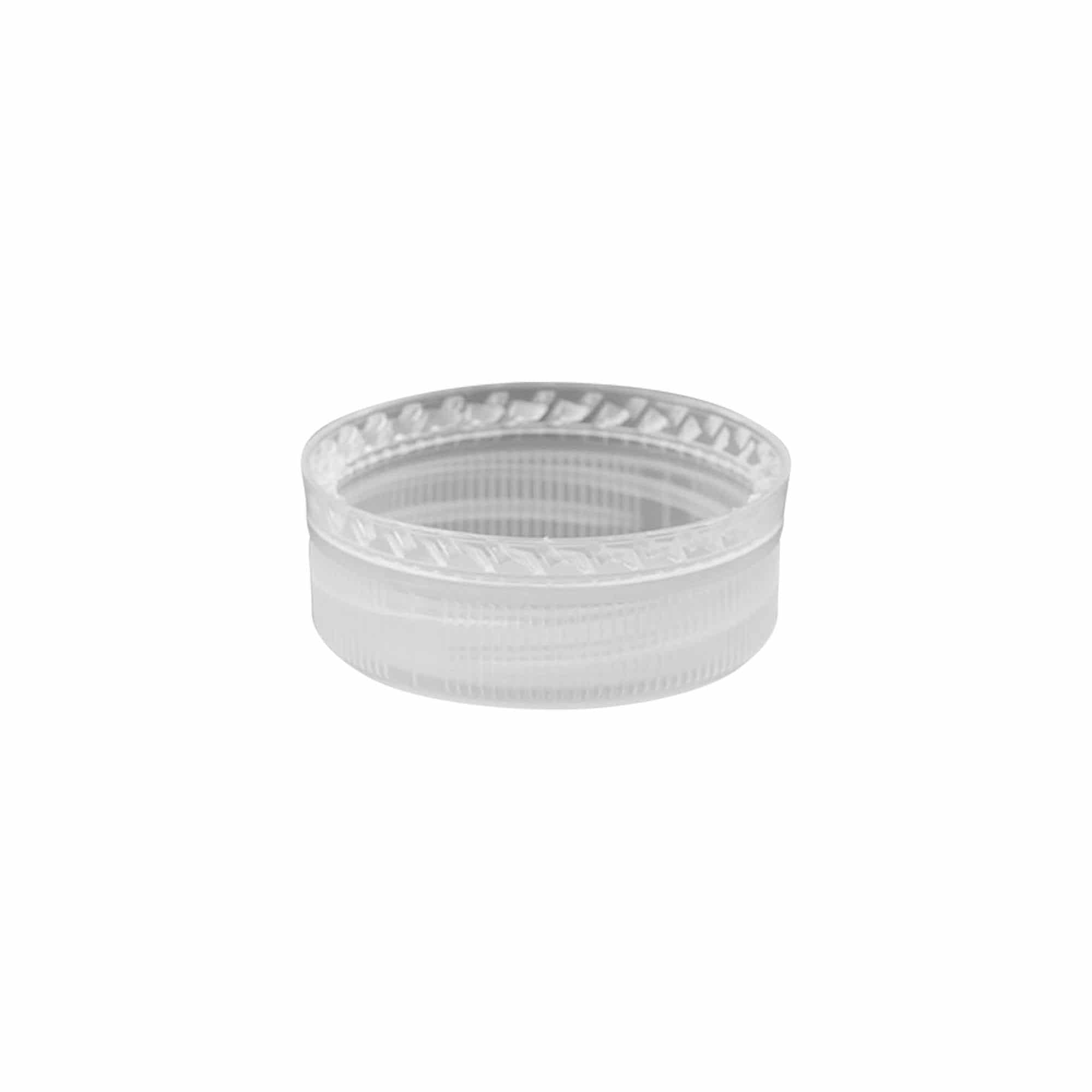 Skrutkovací uzáver so závitom s dvojitým štartom, PE plast, biely, pre hrdlo: PET 38 mm