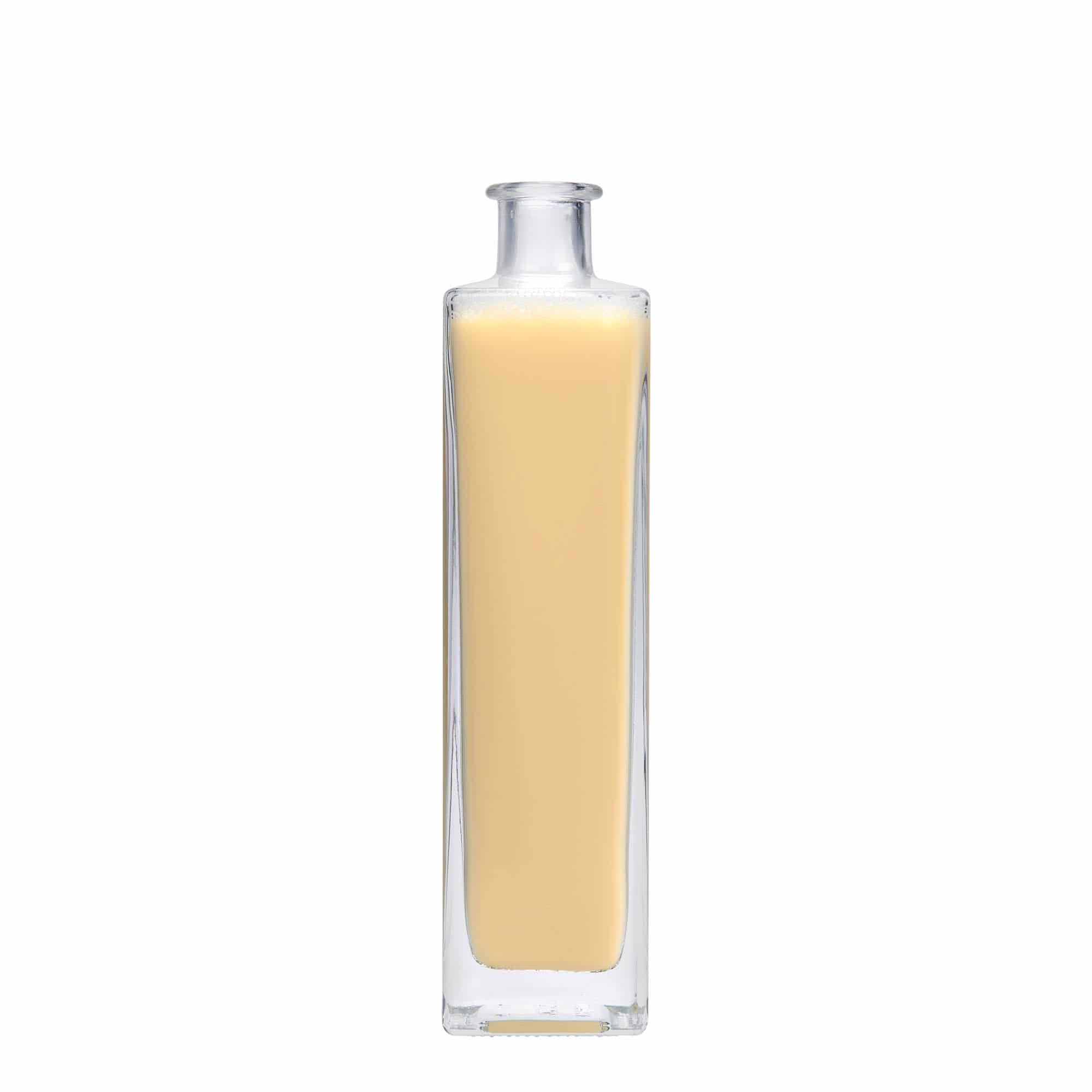 500 ml sklená fľaša „Rafaello“, štvorcová, hrdlo: korok