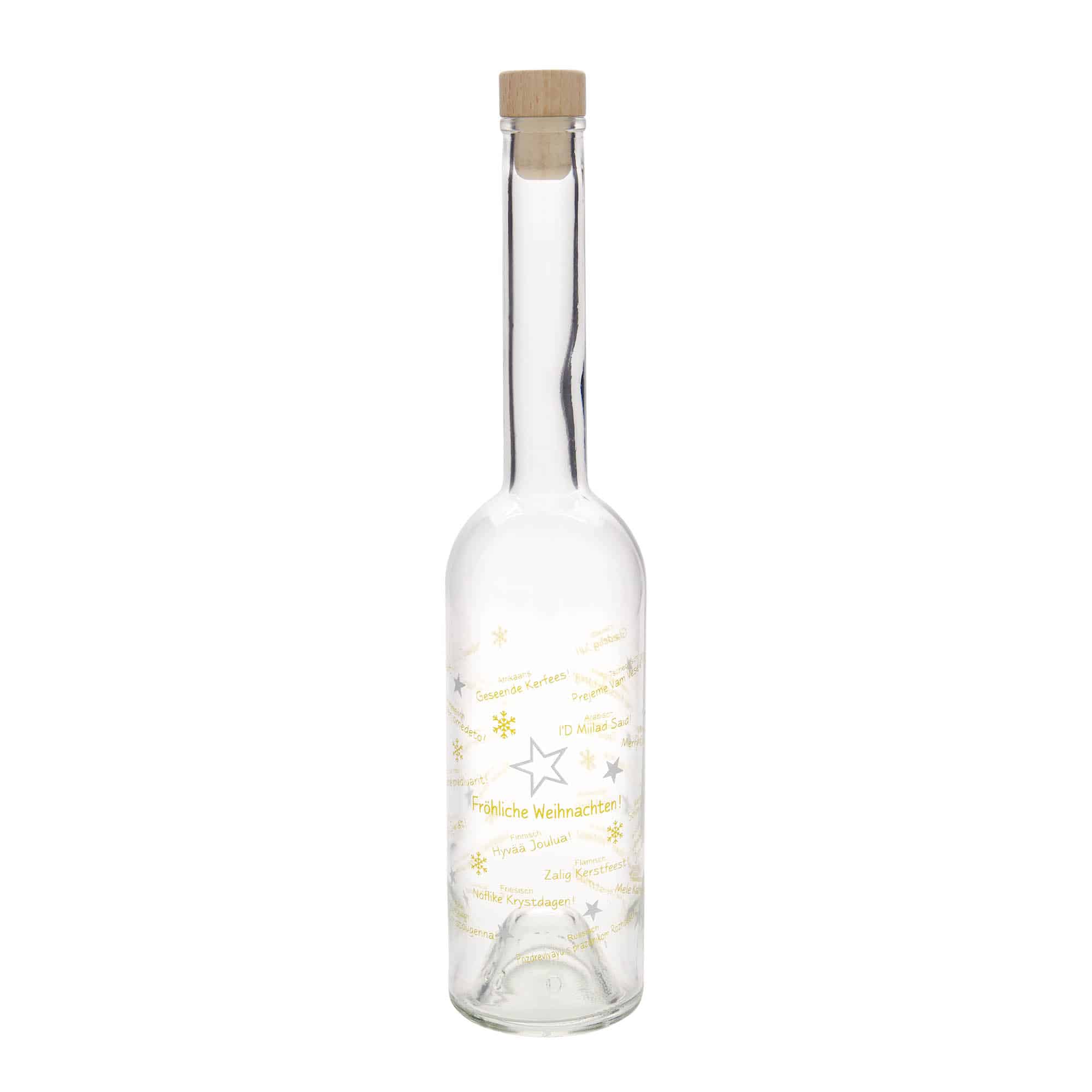 500 ml sklená fľaša „Opera“, motív: Vianoce vo svete, hrdlo: korok