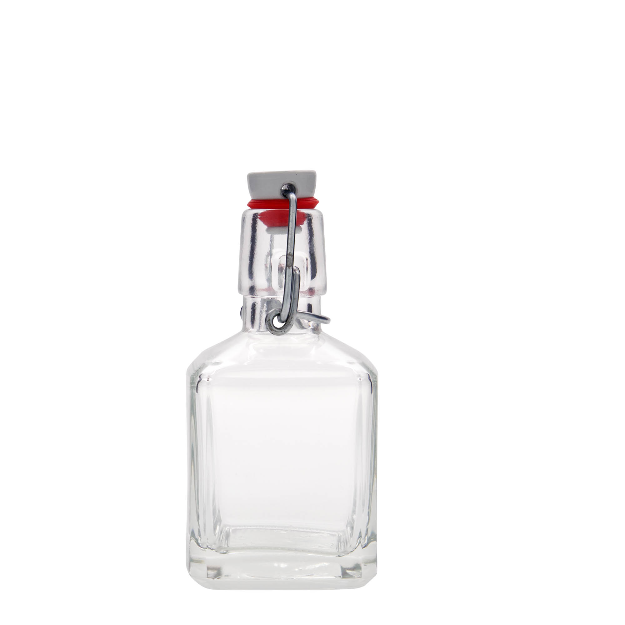 200 ml sklenená fľaša 'Kubica', štvorcová, hrdlo: uzáver s pántom