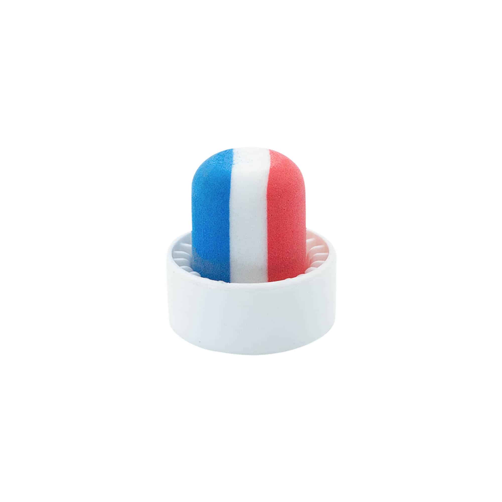 Zátky s hmatníkom 19 mm „Francúzsko“, plast, viacfarebné, pre hrdlo: korok