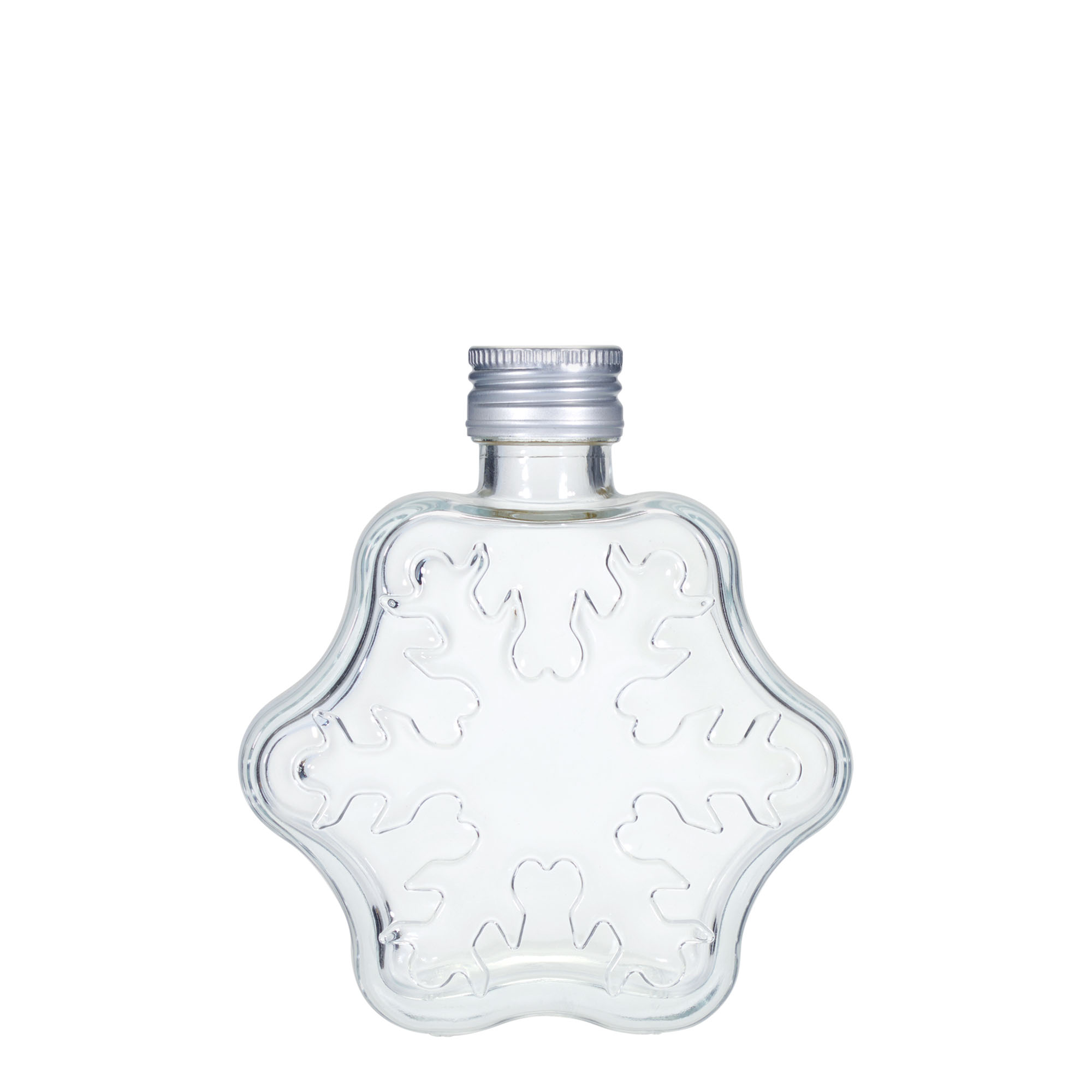 200 ml sklenená fľaša 'Snehová vločka', hrdlo: PP 28