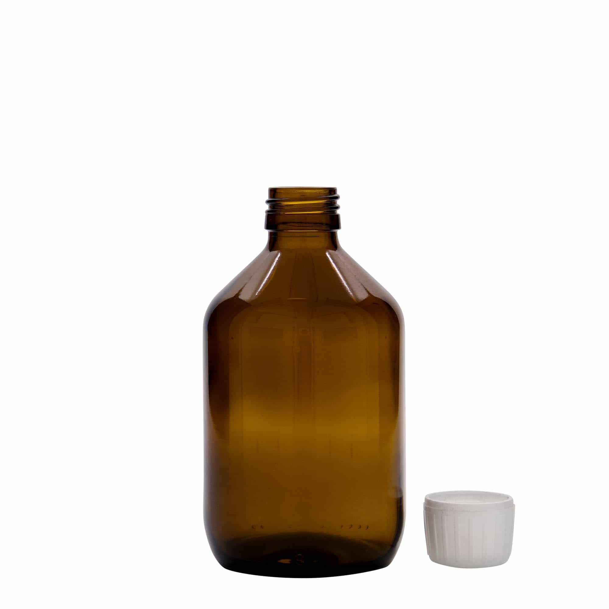 300 ml liekovka, hnedá farba, sklená, hrdlo: PP 28