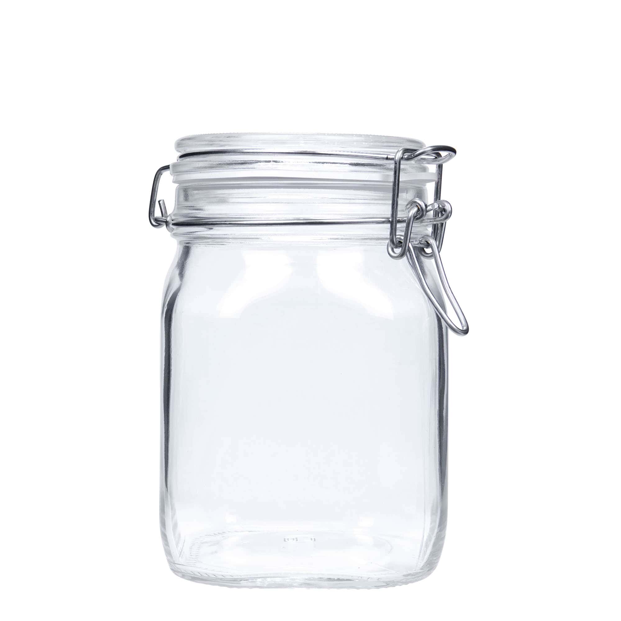 1 000 ml pohár so strmeňovým uzáverom „Fido“, štvorcový, hrdlo: strmeňový uzáver 1 000 ml pohár so strmeňovým uzáverom „Fido“, štvorcový, hrdlo: strmeňový uzáver