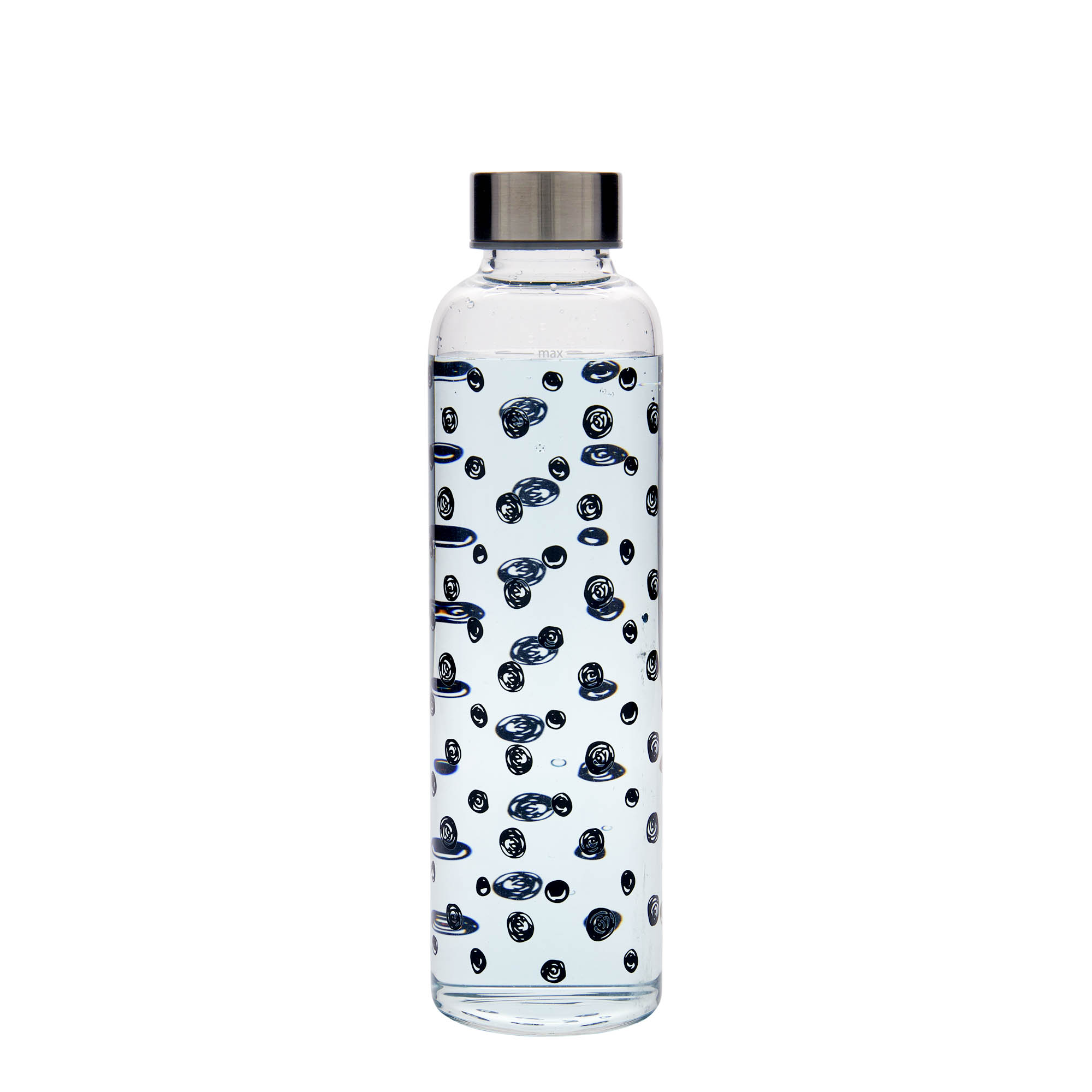 500 ml fľaša „Perseus“, motív: čierne body, hrdlo: skrutkovací uzáver