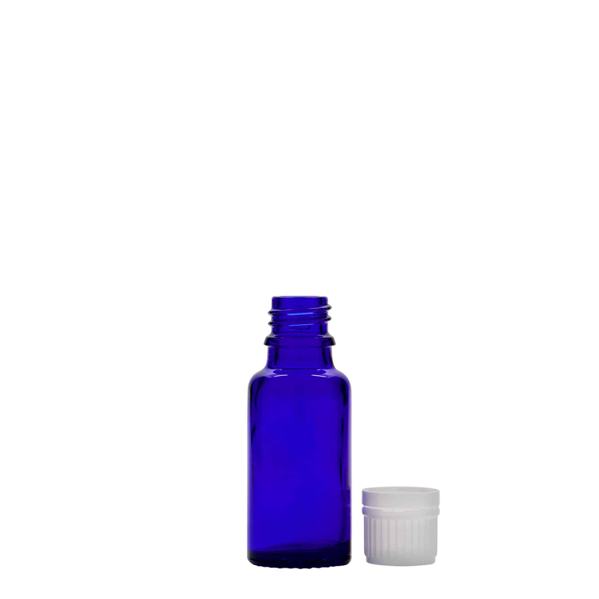 20 ml liekovka, sklená, kráľovská modrá farba, hrdlo: DIN 18