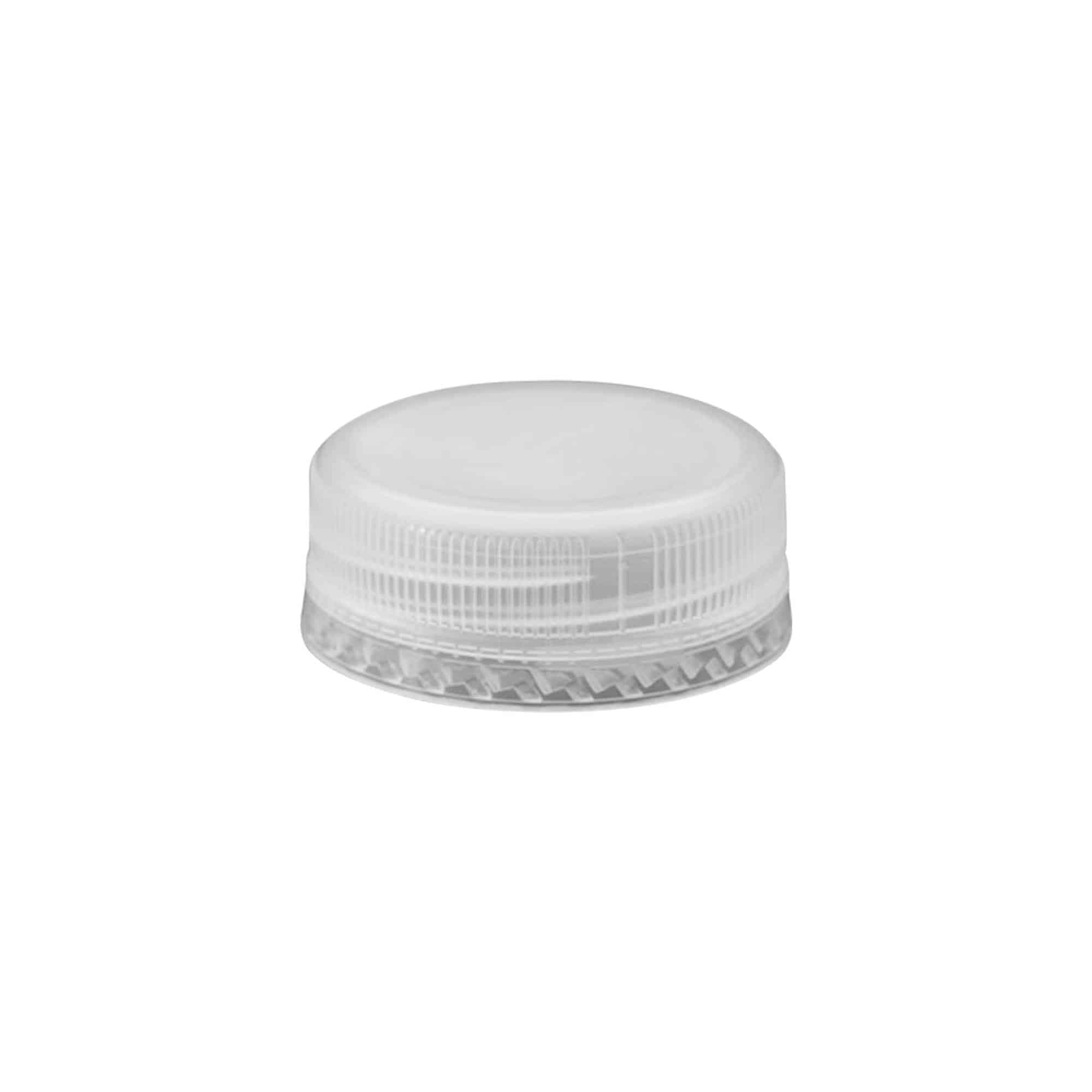 Skrutkovací uzáver dvojitý závit, PE plast, biela farba, pre hrdlo: PET 38 mm