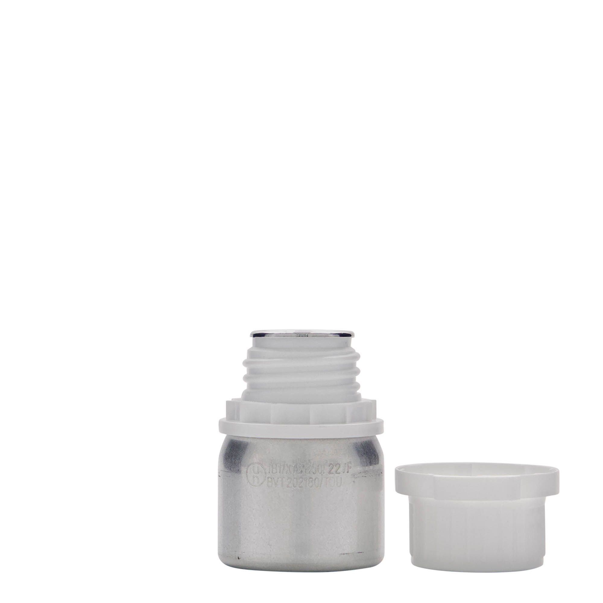 50 ml hliníková fľaša, kov, strieborná, hrdlo: DIN 32