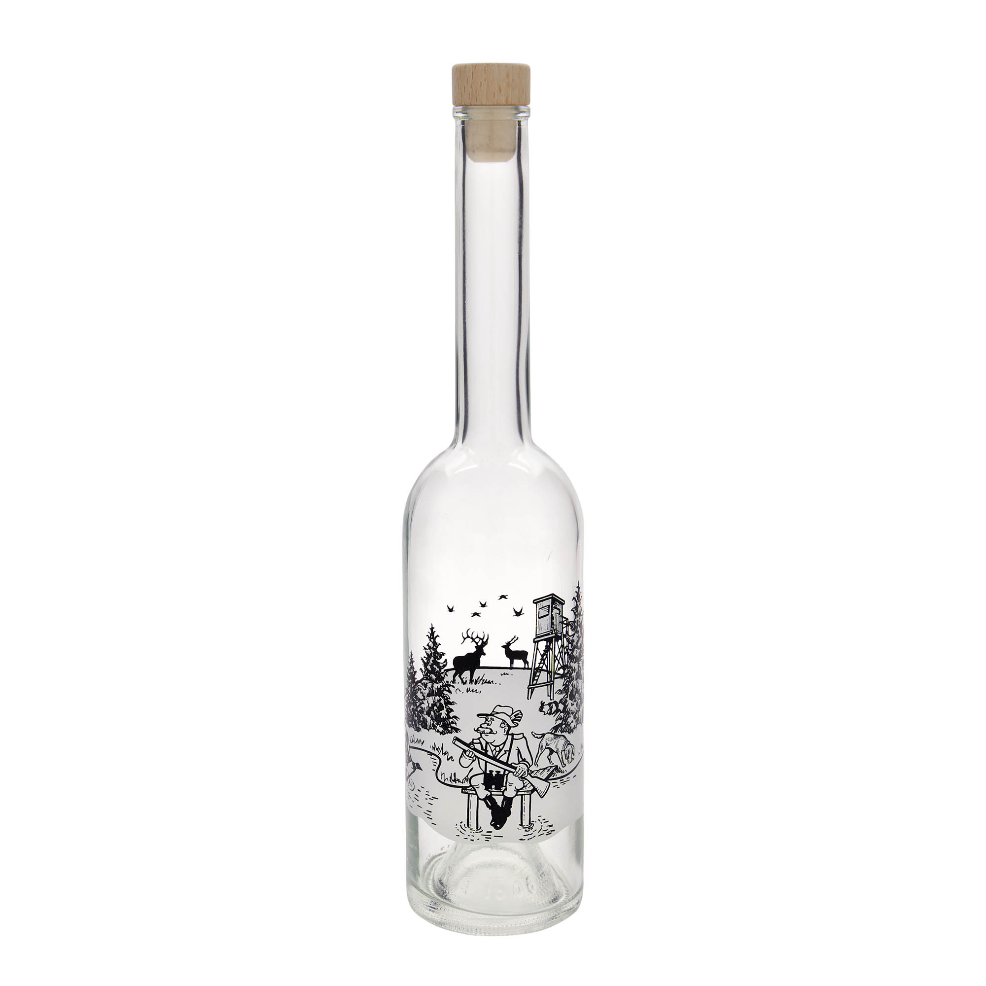 500 ml sklenená fľaša 'Opera', motív: Lovec, hrdlo: korok