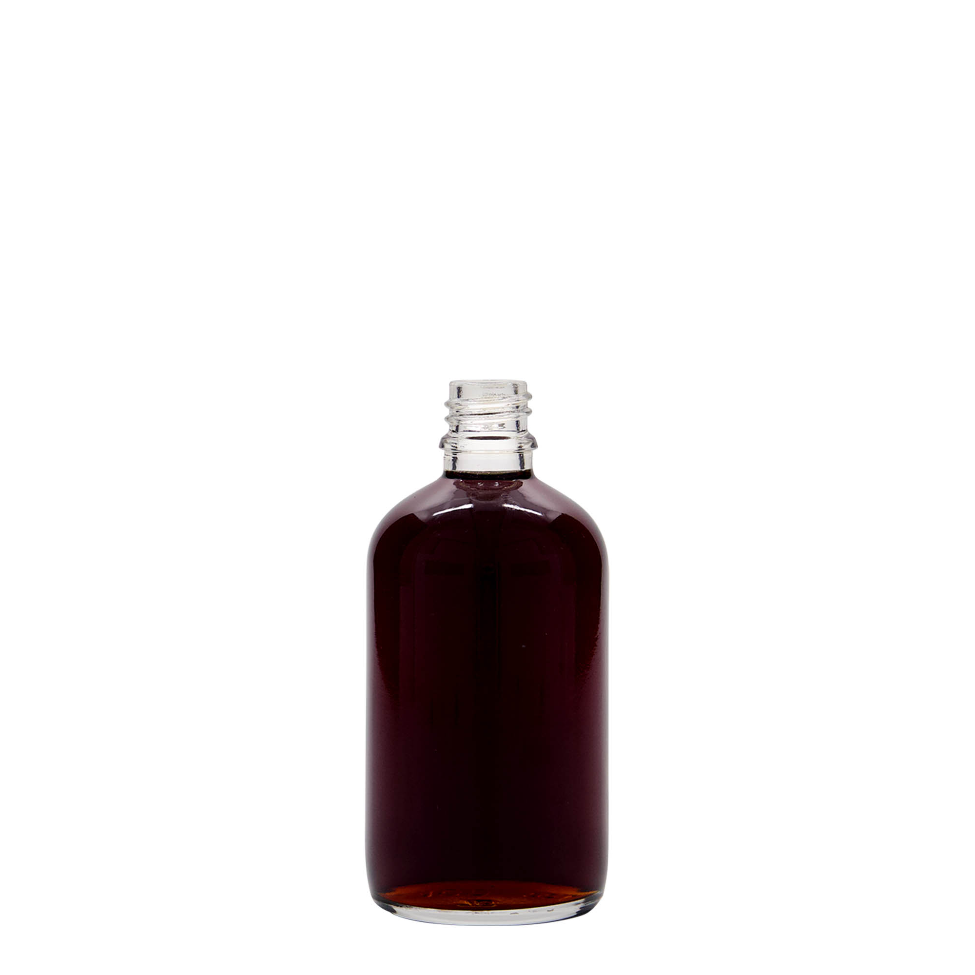 100 ml lekárska fľaša, sklo, hrdlo: DIN 18