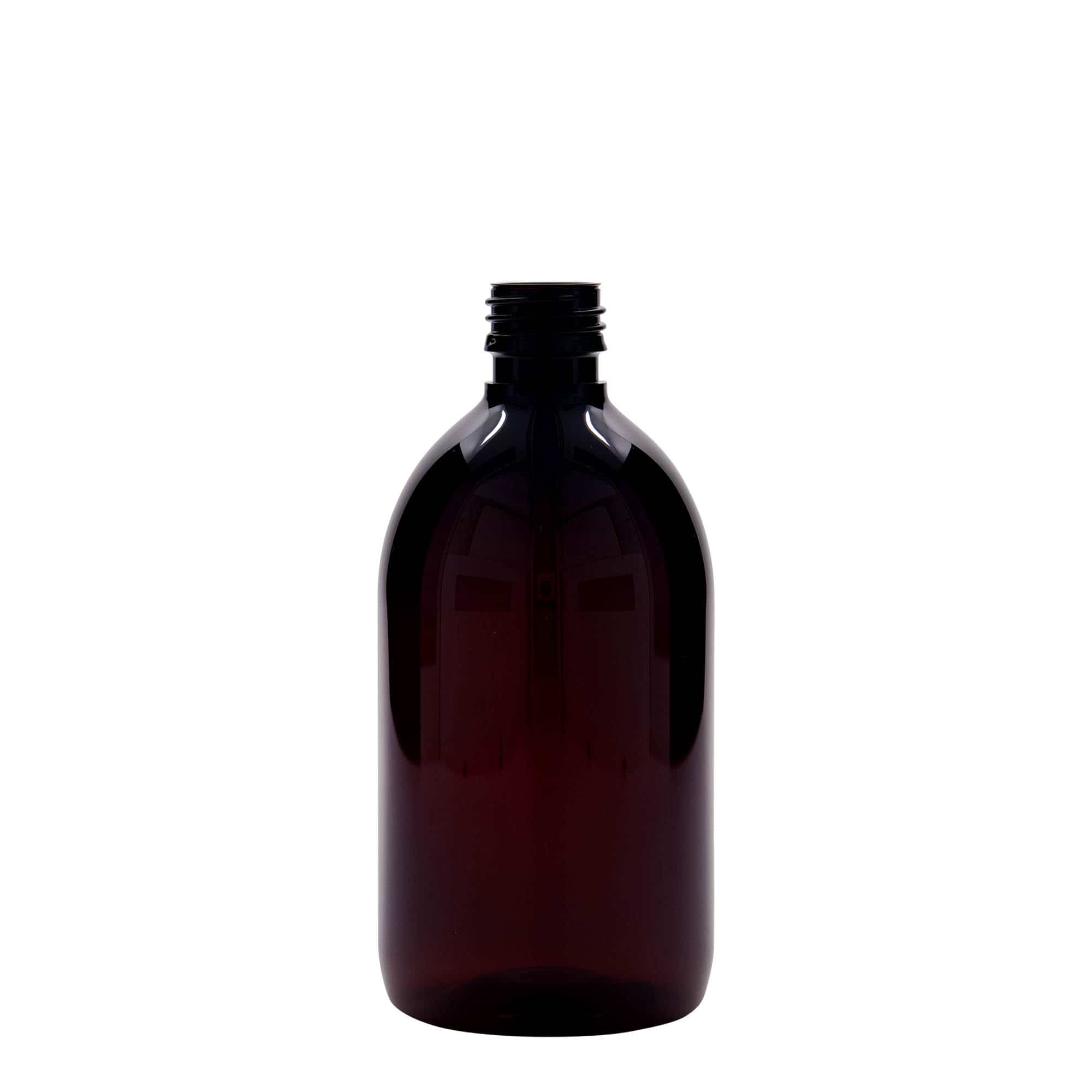 500 ml PET liekovka, hnedá farba, plast, hrdlo: PP 28 500 ml PET liekovka, hnedá farba, plast, hrdlo: PP 28