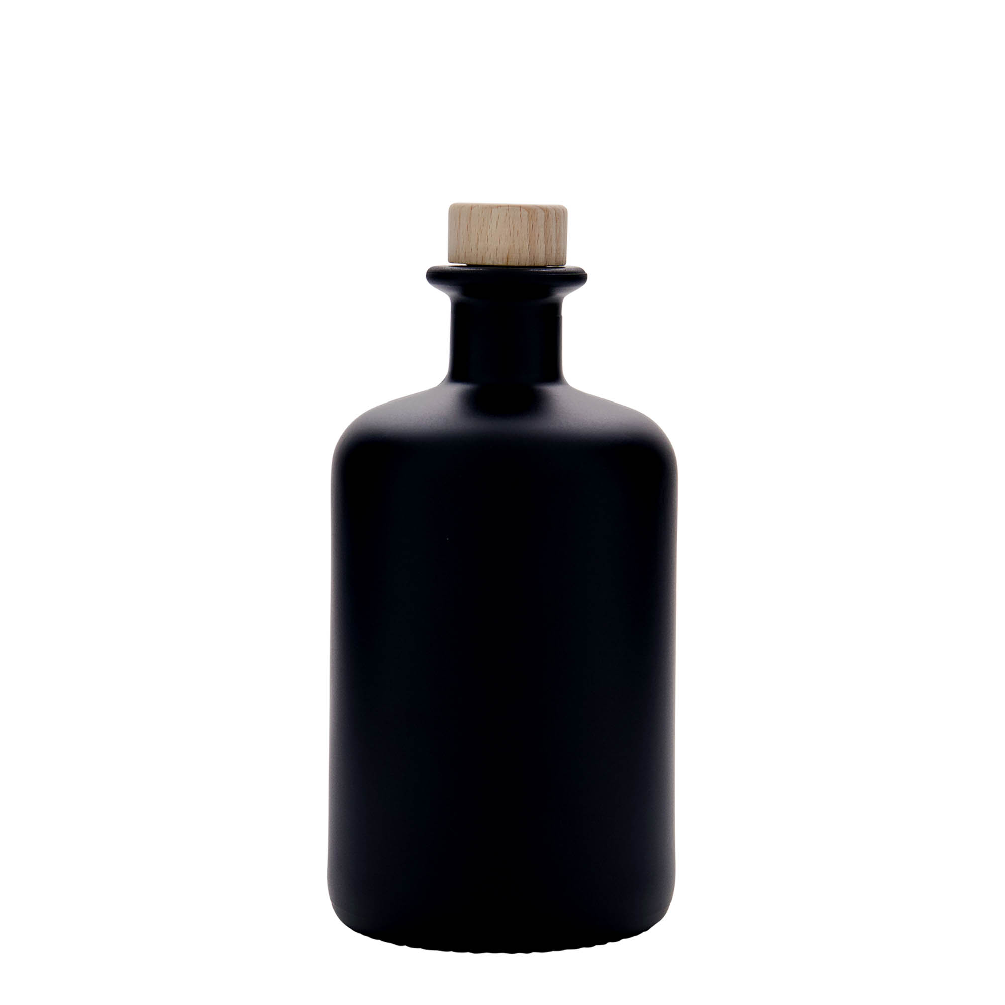 500 ml lekárnická sklenená fľaša, čierna, hrdlo: korok