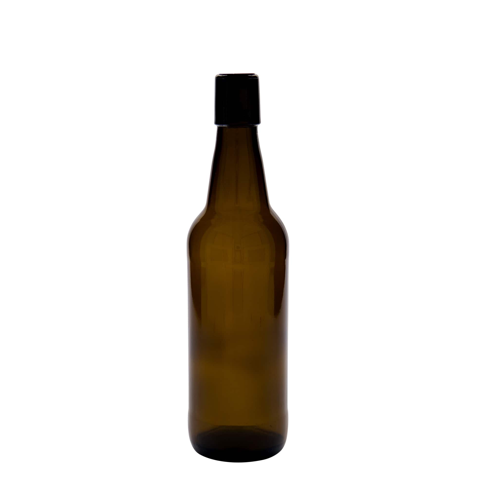 500 ml fľaša na pivo, sklená, hnedá farba, hrdlo: strmeňový uzáver 500 ml fľaša na pivo, sklená, hnedá farba, hrdlo: strmeňový uzáver