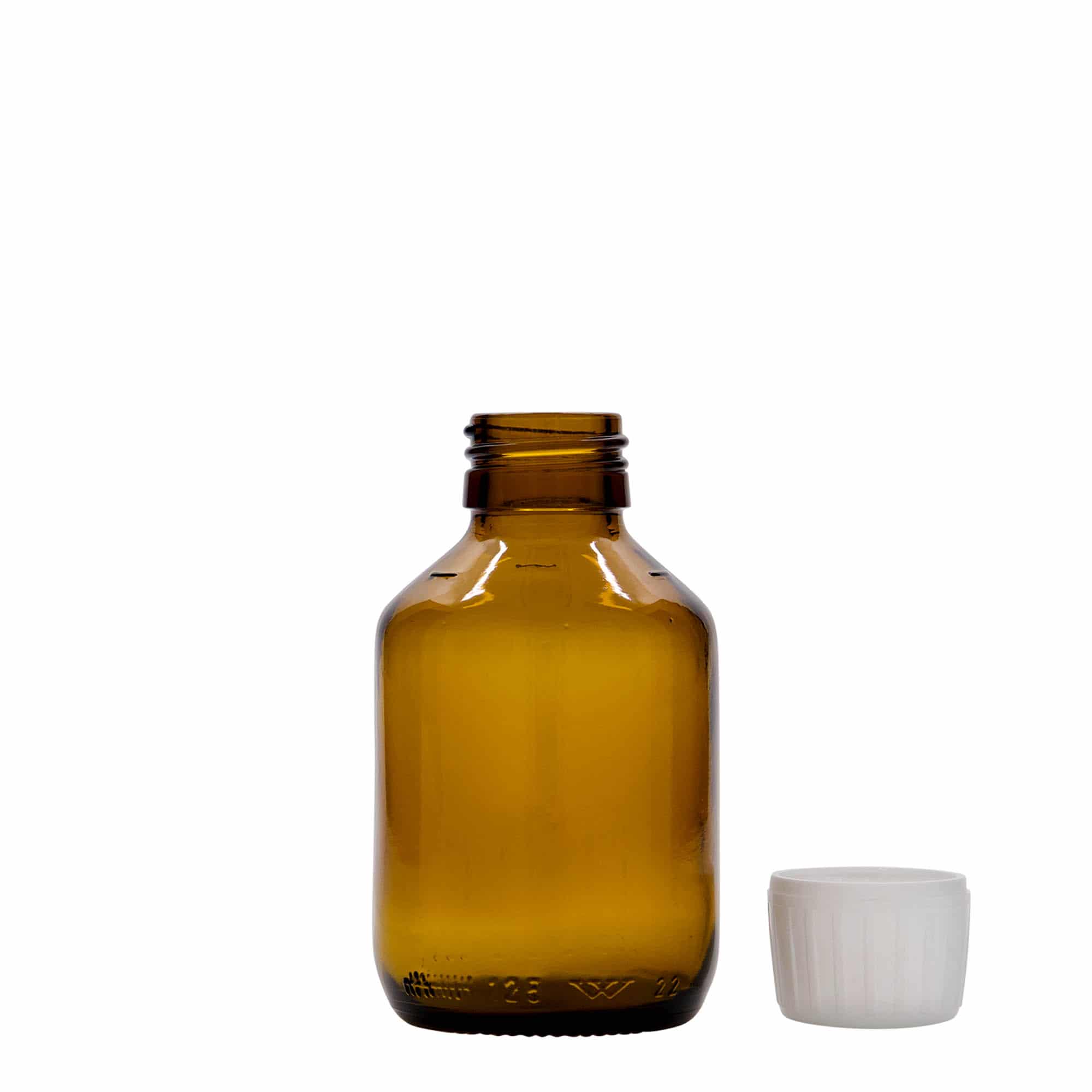 125 ml liekovka, hnedá farba, sklená, hrdlo: PP 28