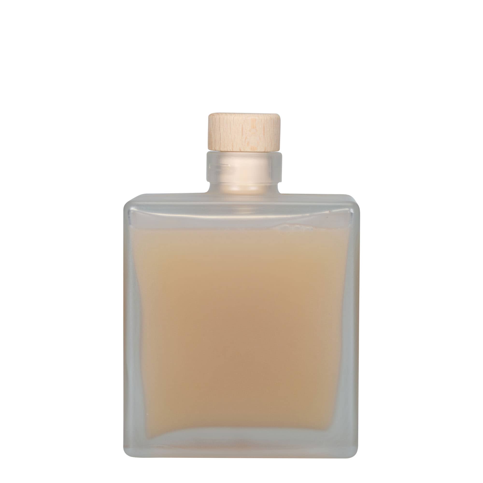 500 ml sklená fľaša „Cube“, štvorcová, ľadová, hrdlo: korok
