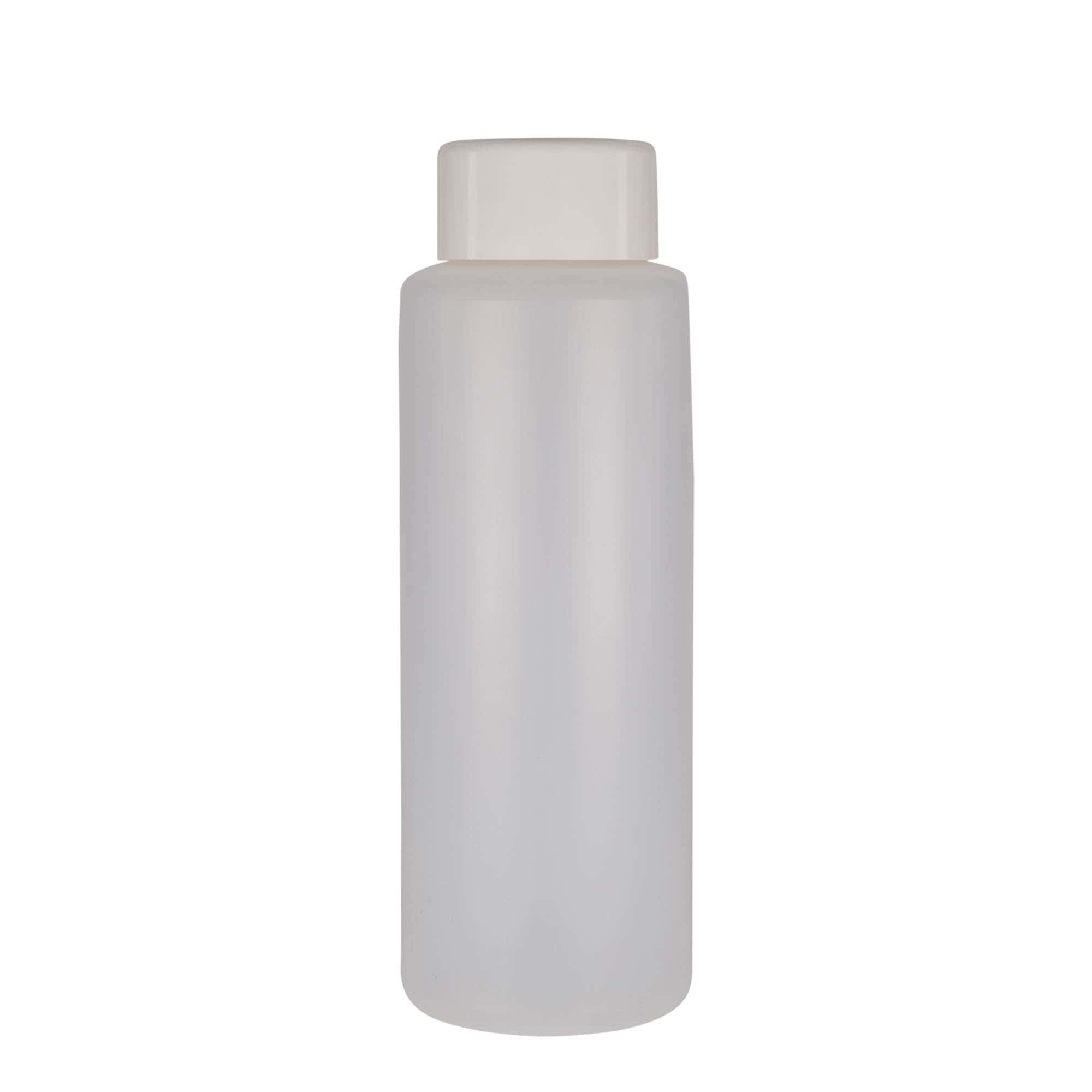 1 000 ml okrúhla fľaša, PE plast, prírodná farba, hrdlo: skrutkovací uzáver