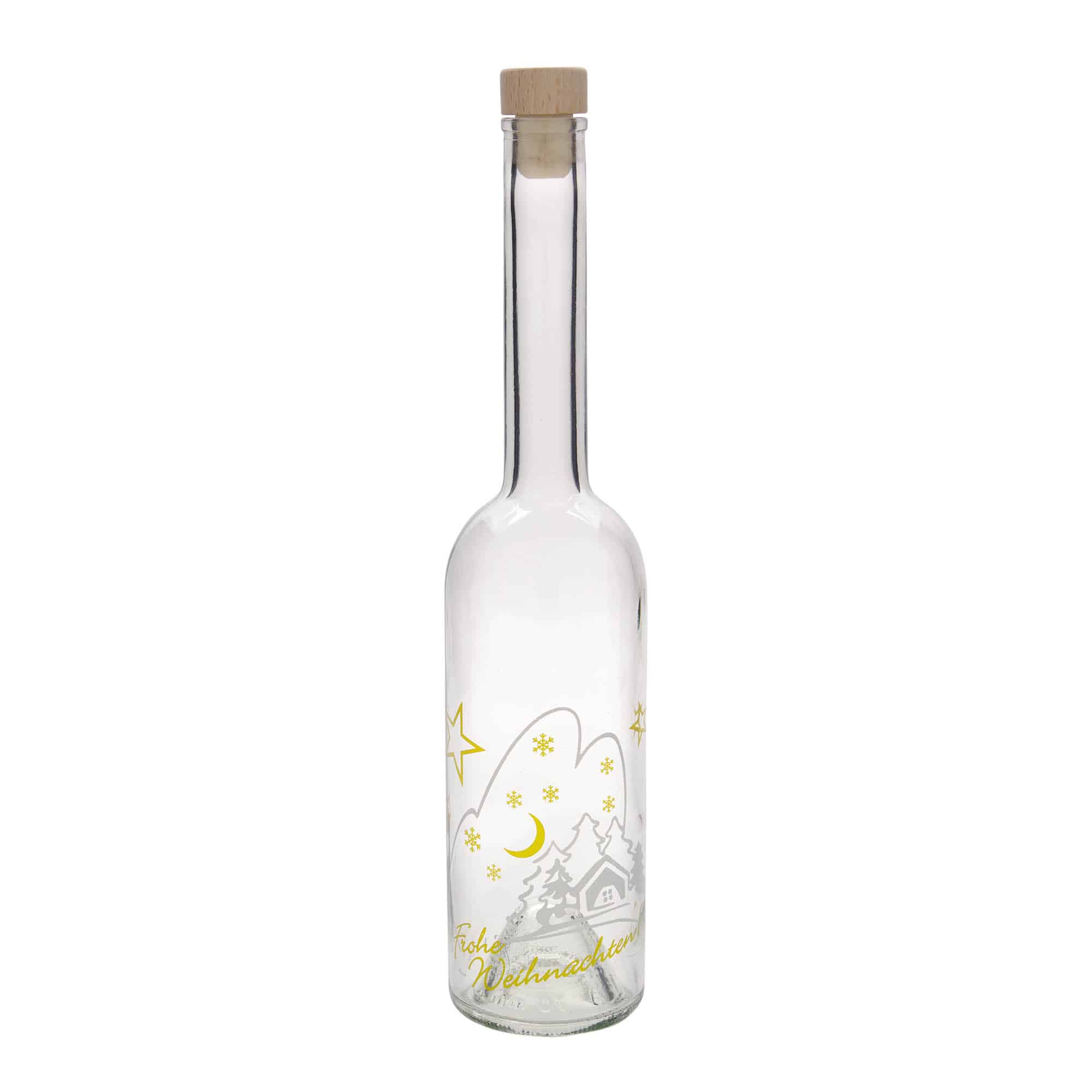 500 ml sklená fľaša „Opera“, motív: vianočná idyla, hrdlo: korok