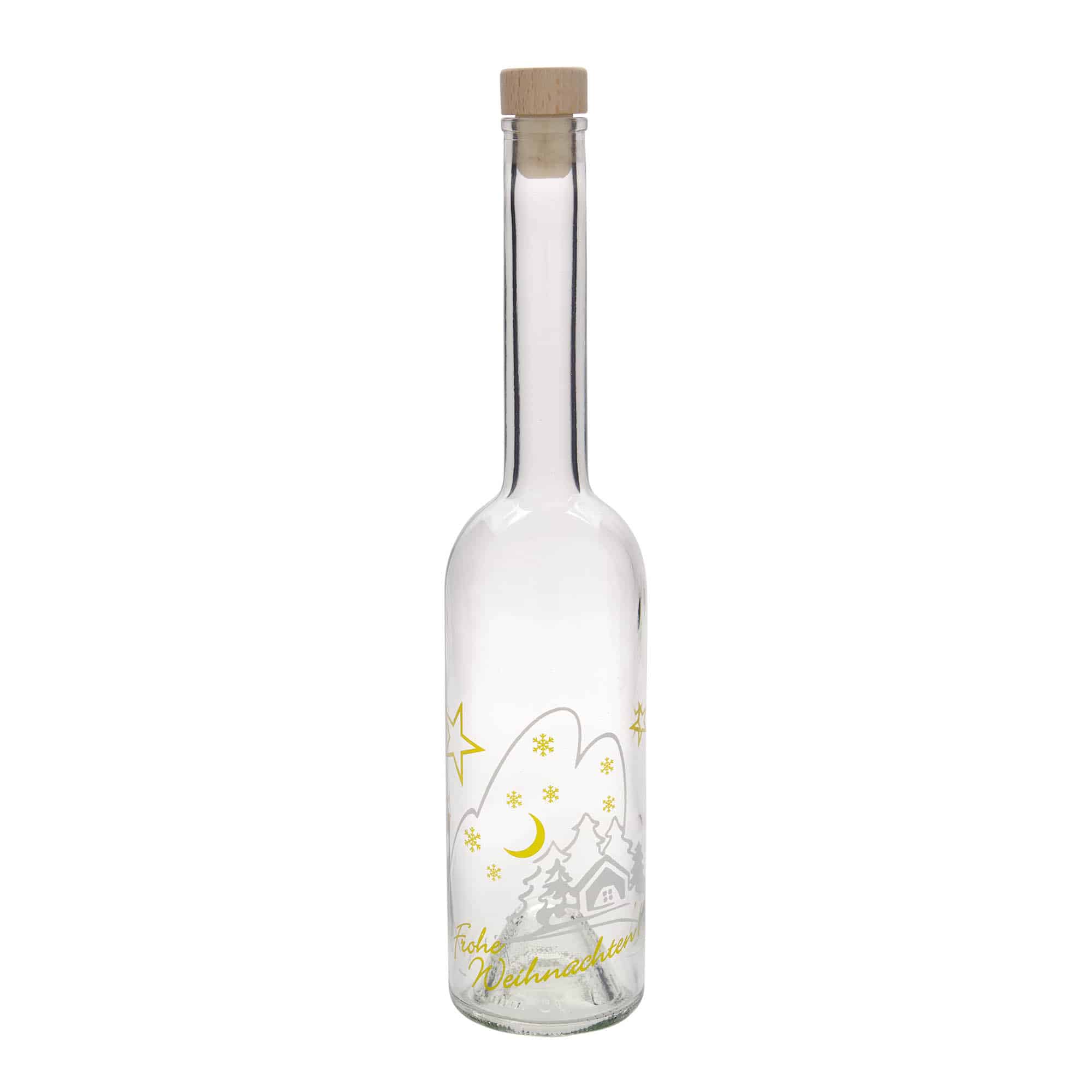 500 ml sklenená fľaša 'Opera', motív: Vianočná idyla, hrdlo: korok