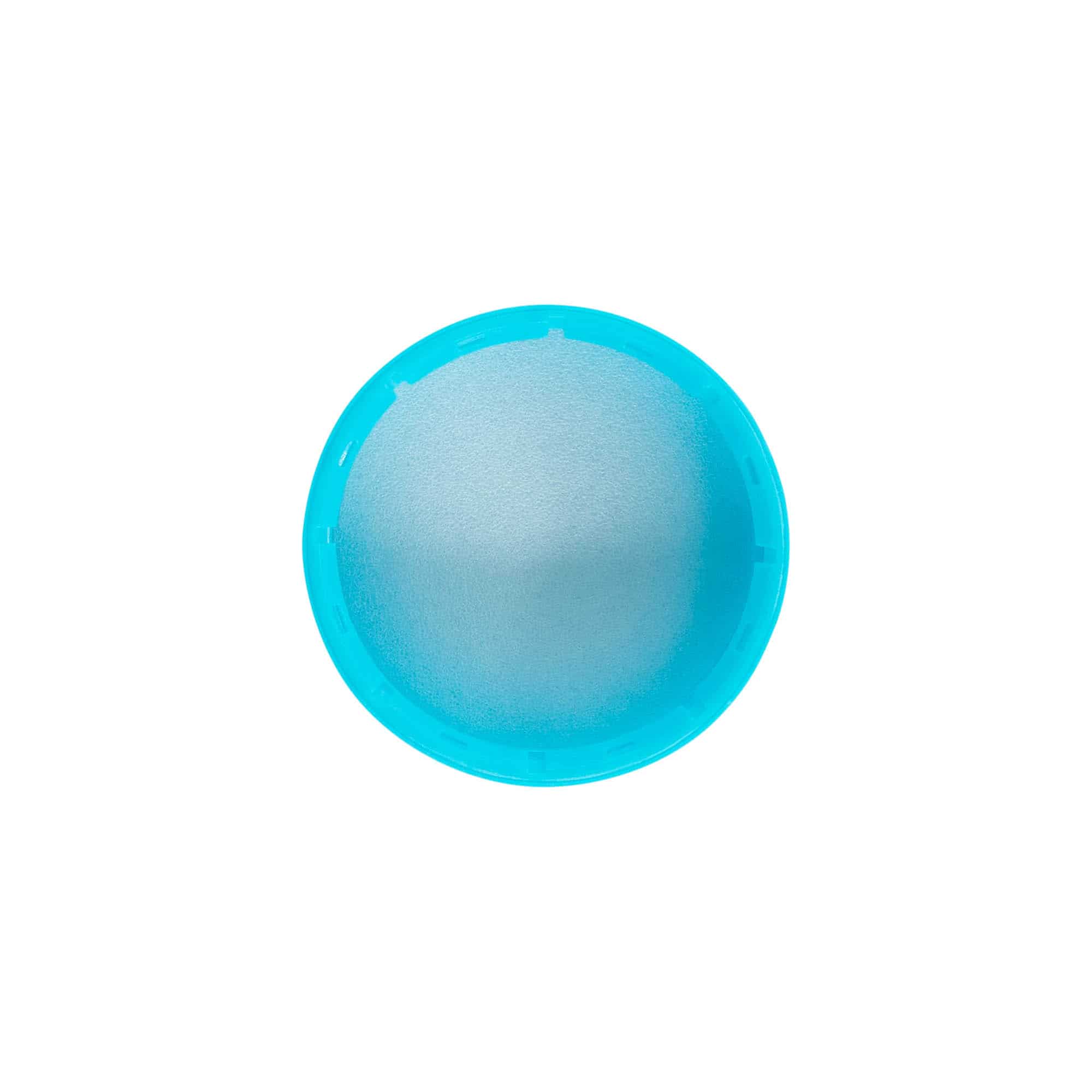 Skrutkovací uzáver 40mm, PE plast, svetlomodrá farba