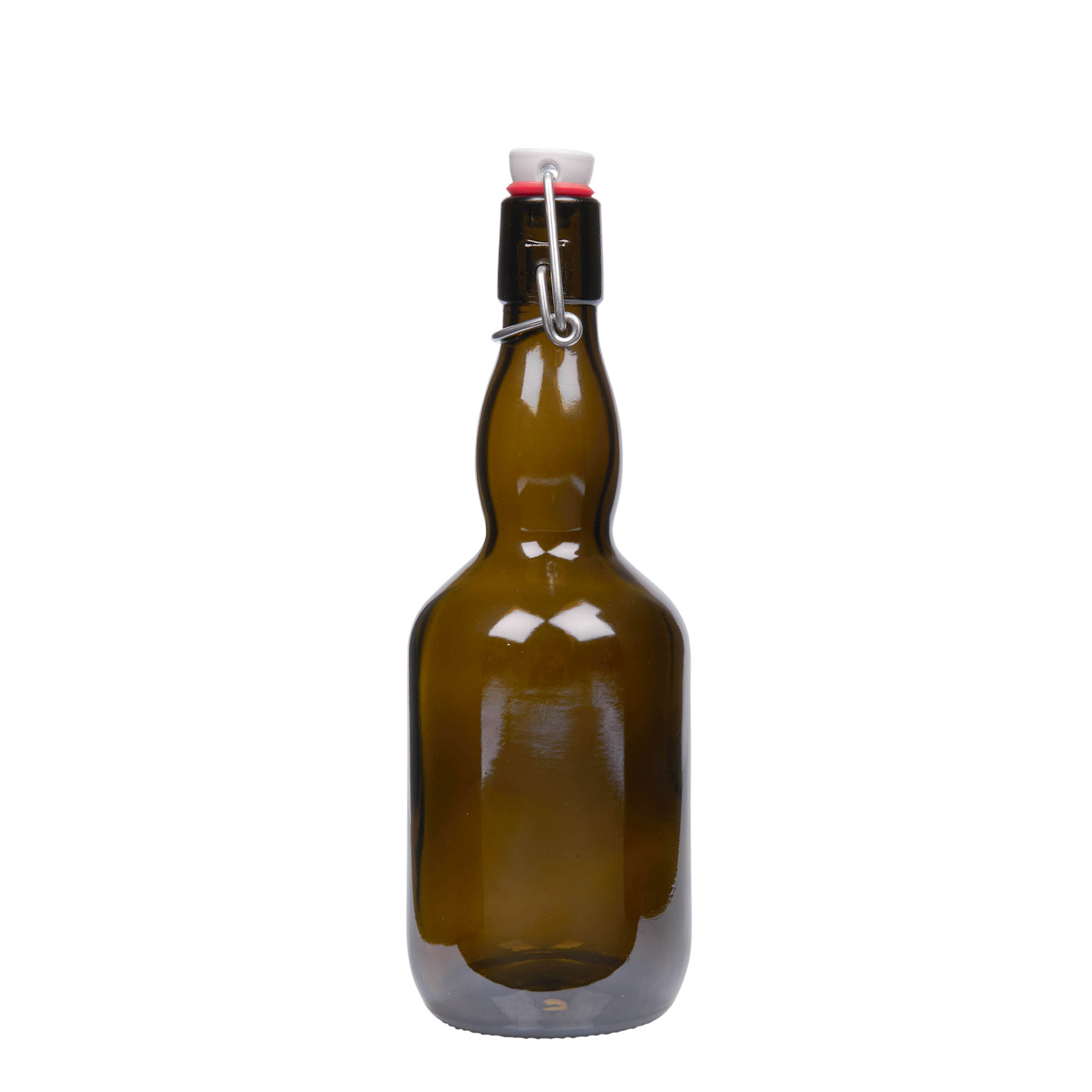 500 ml pivová fľaša s úzkym hrdlom, sklo, antik zelená, uzáver: pákový uzáver