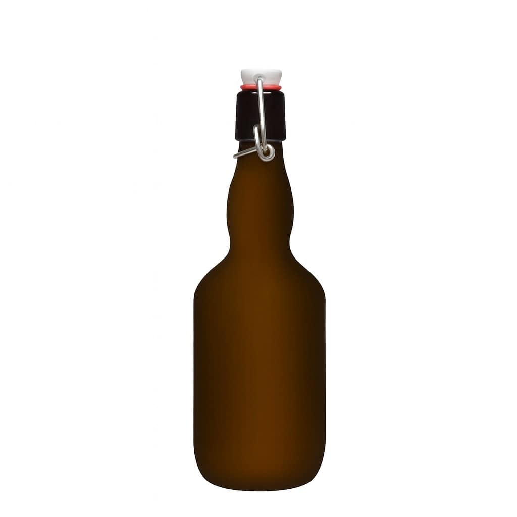 500 ml pivová fľaša s úzkym hrdlom, sklo, antik zelená, uzáver: pákový uzáver