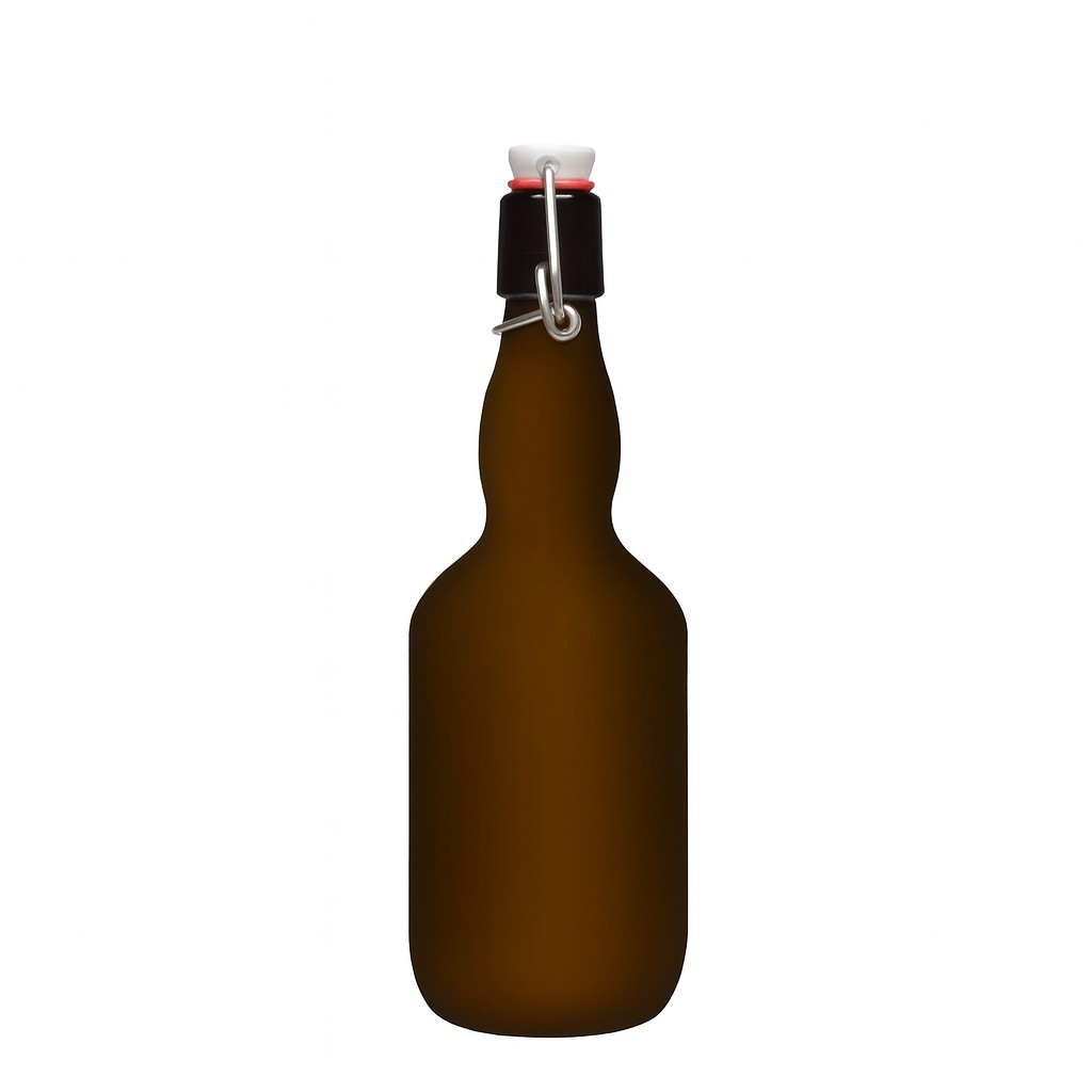 500 ml pivová fľaša s úzkym hrdlom, sklo, antik zelená, uzáver: pákový uzáver