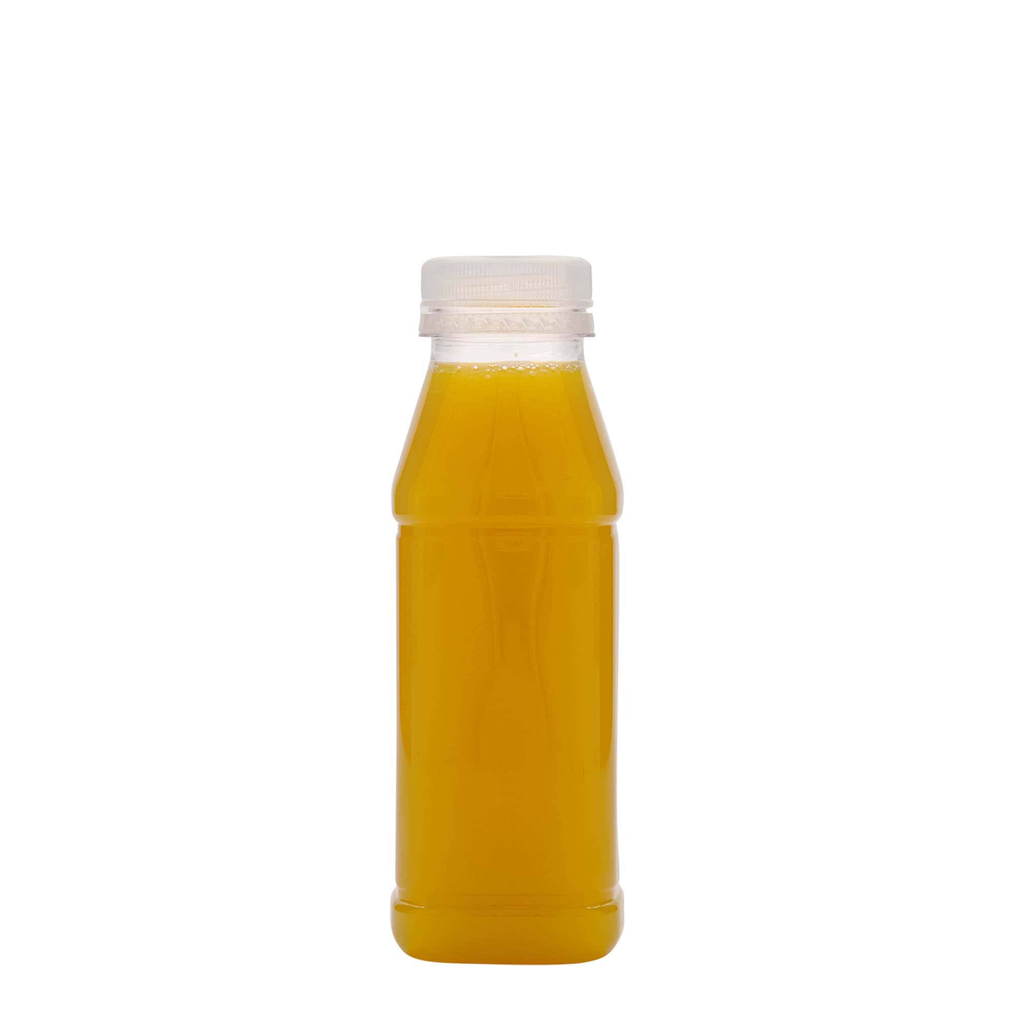 330 ml PET fľaša 'Milk and Juice Carré', štvorcová, plastová, hrdlo: 38 mm