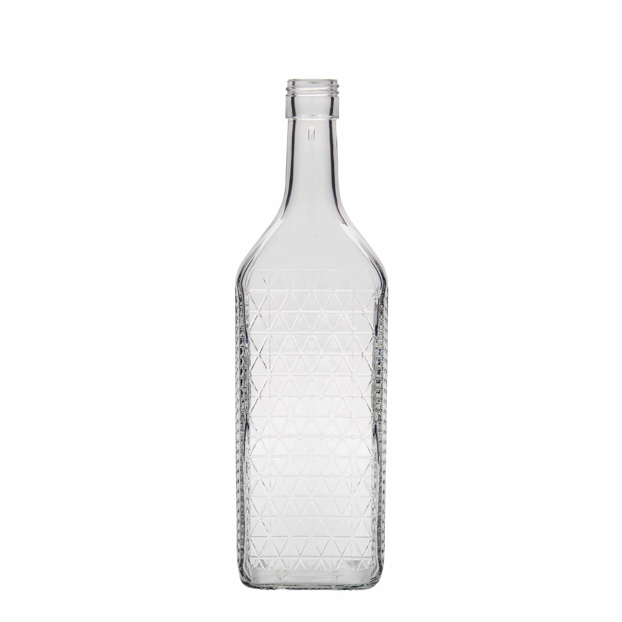 700 ml sklená fľaša „Caruso“, obdĺžniková, hrdlo: PP 31,5 700 ml sklená fľaša „Caruso“, obdĺžniková, hrdlo: PP 31,5