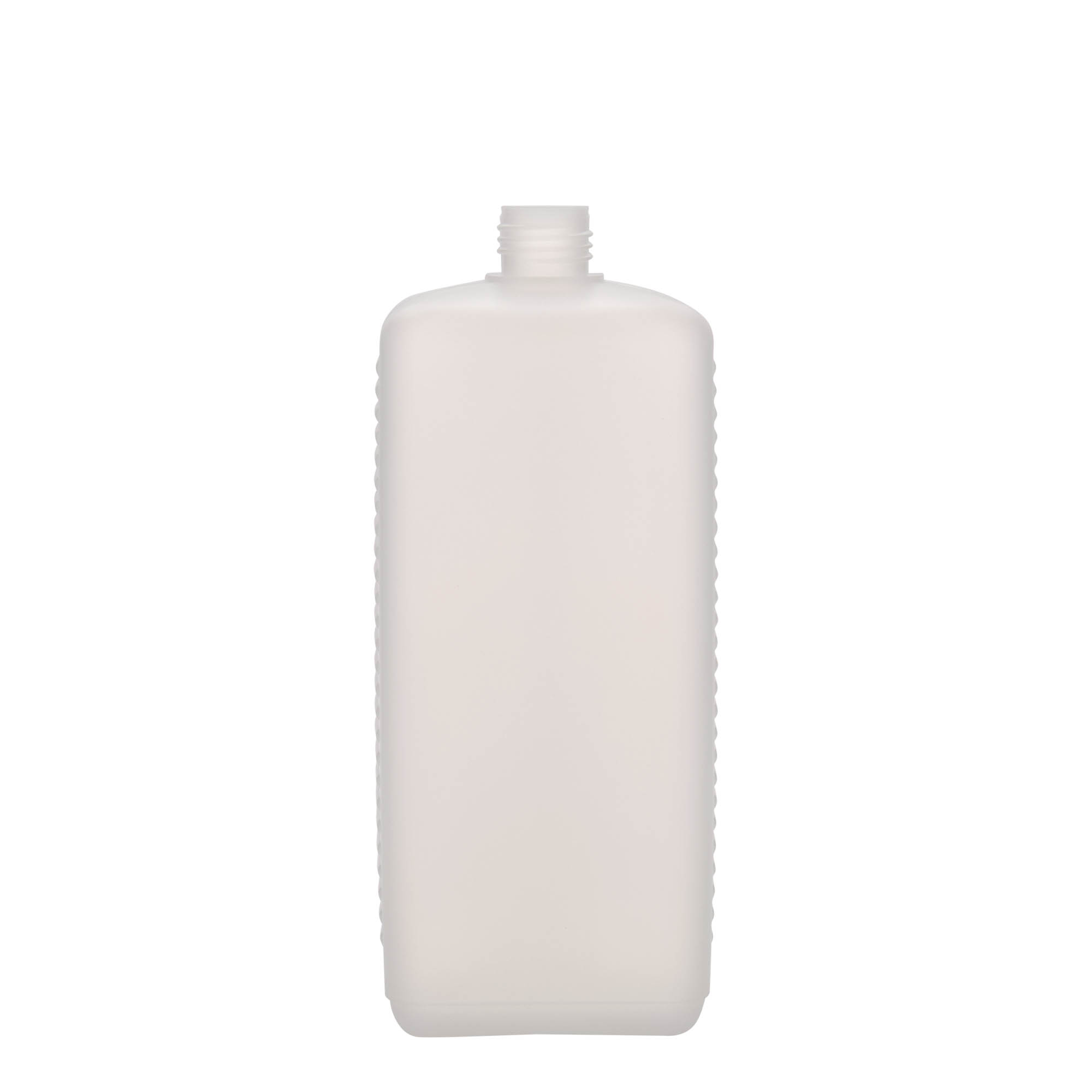1 000 ml kanistrová fľaša, obdĺžniková, HDPE plast, prírodná, hrdlo: DIN 25 EPE
