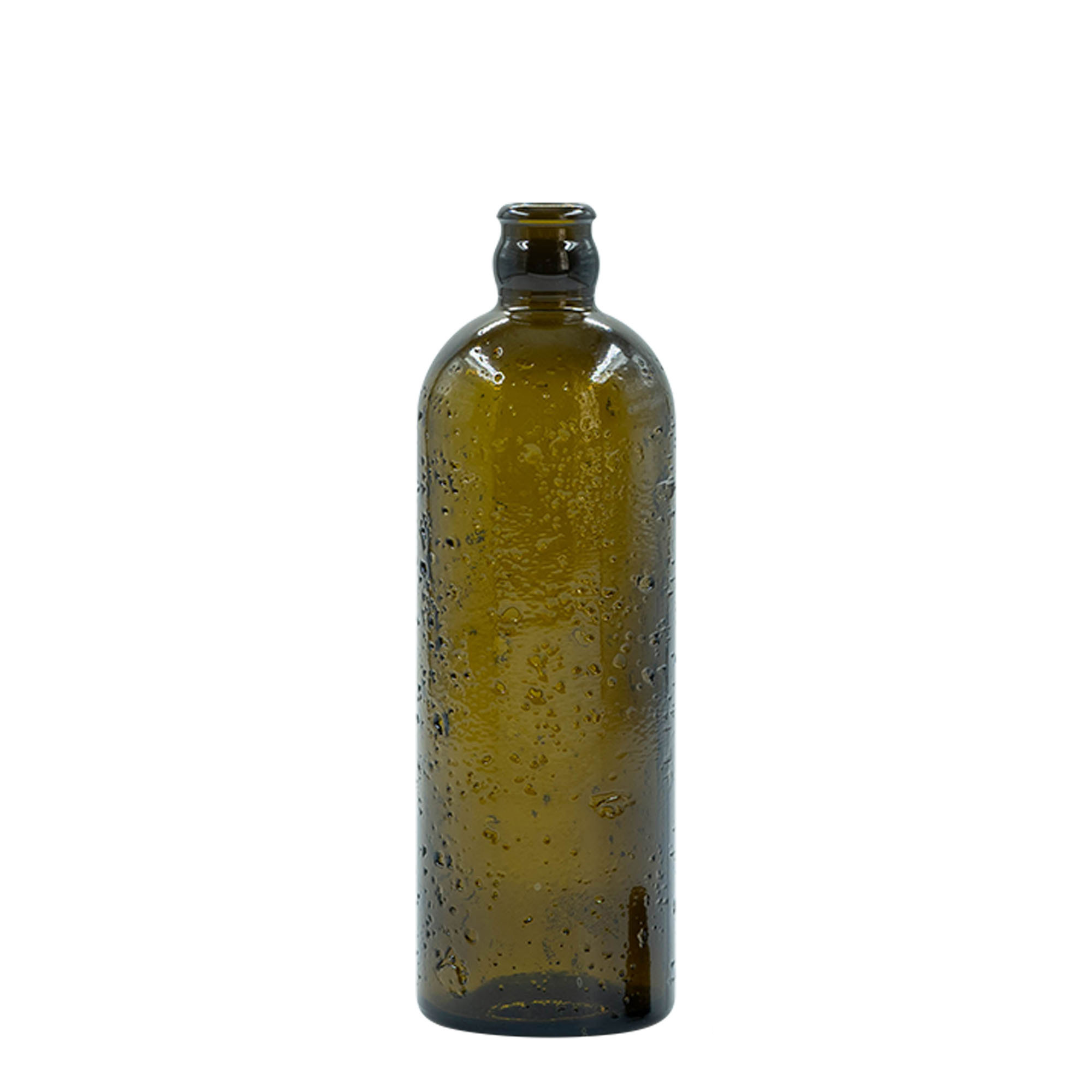500 ml divoko vyrobená sklenená fľaša 'Bobber Jr', hnedá, hrdlo: korok