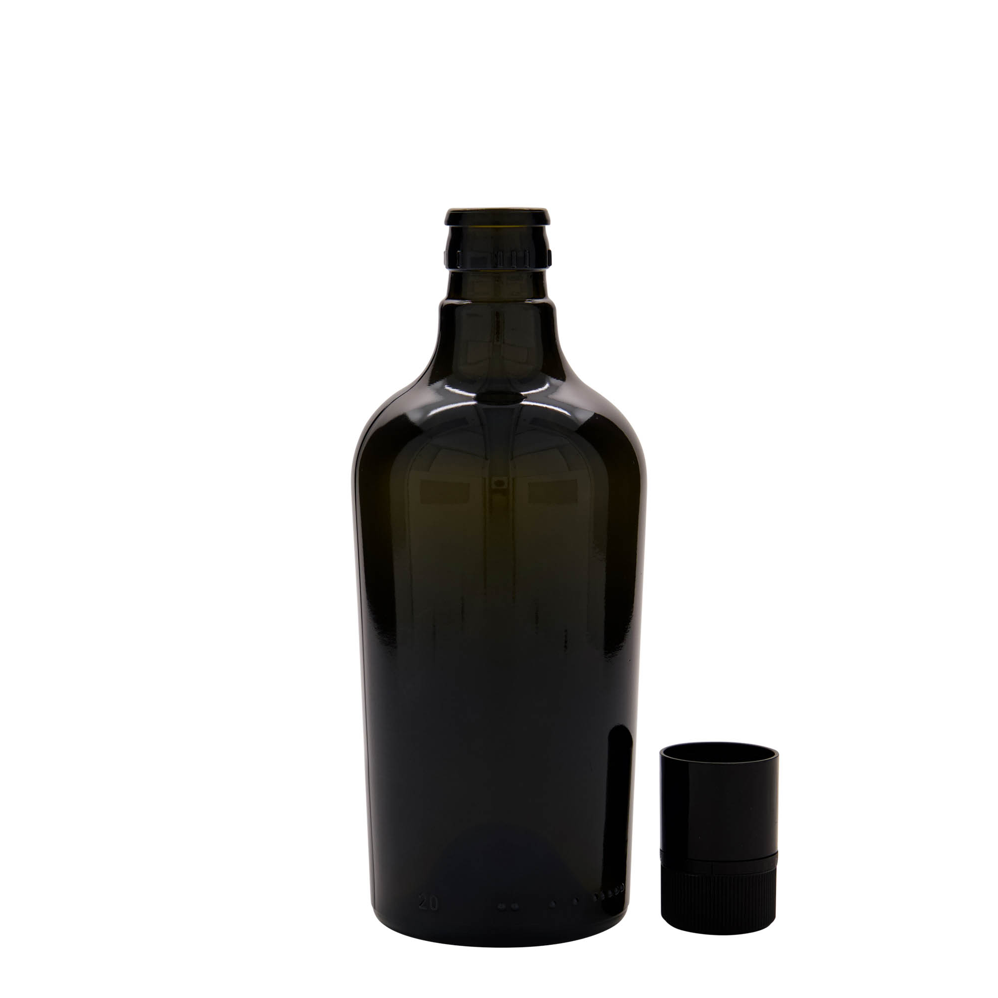 500 ml fľaša na ocot/olej 'Oleum', sklo, antikzelená, hrdlo: DOP