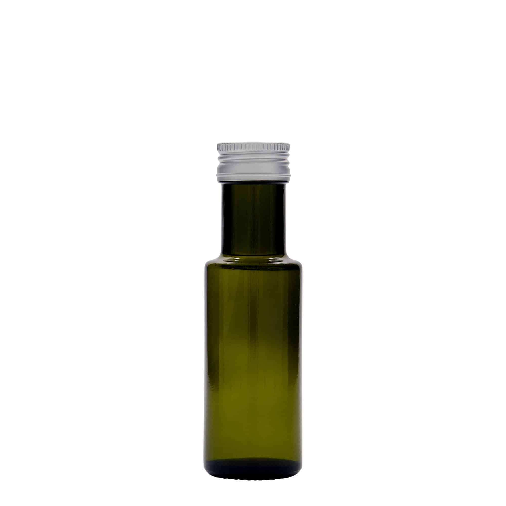 100 ml sklená fľaša „Dorica“, antická zelená farba, hrdlo: PP 31,5
