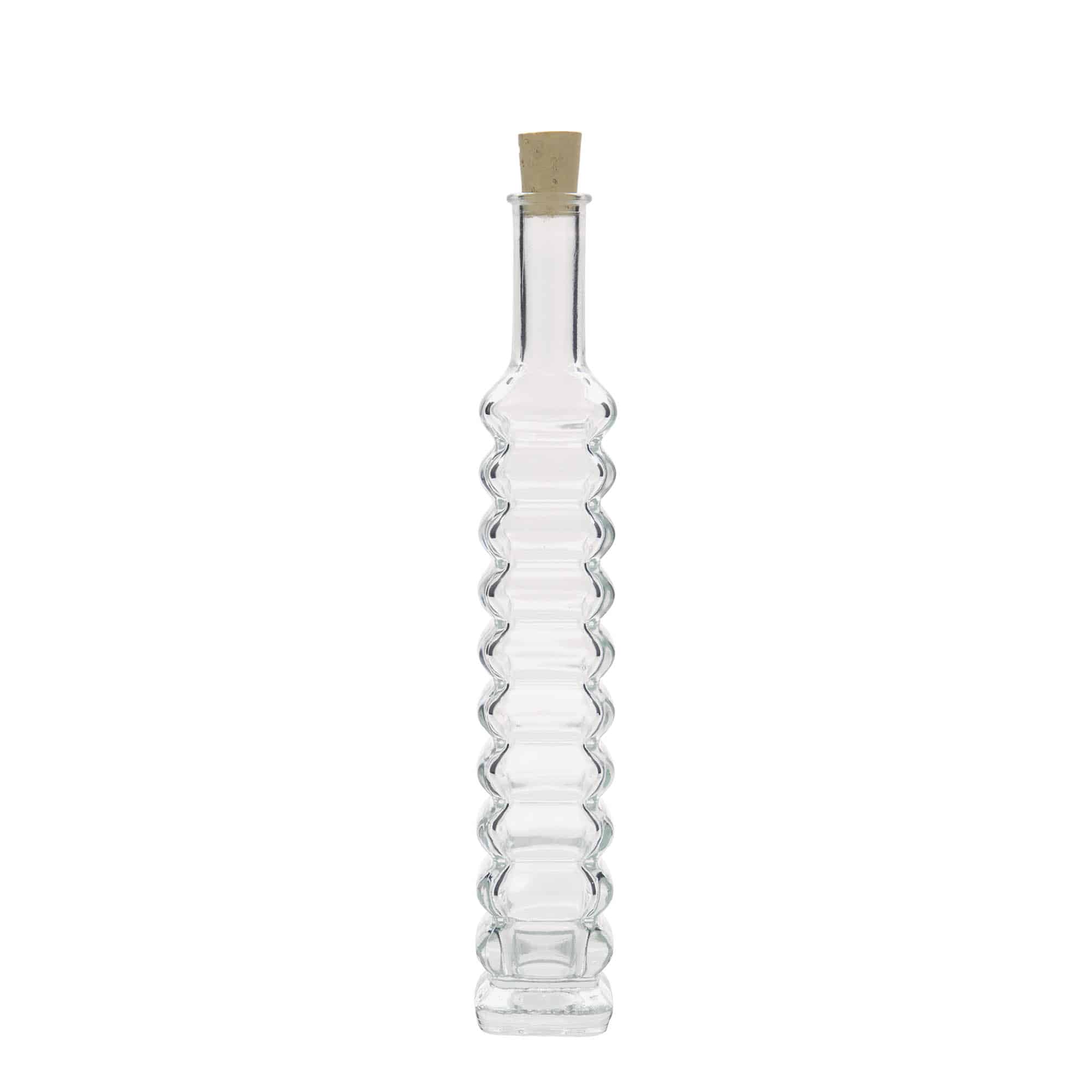 100 ml sklená fľaša „Roma“, štvorcová, hrdlo: korok