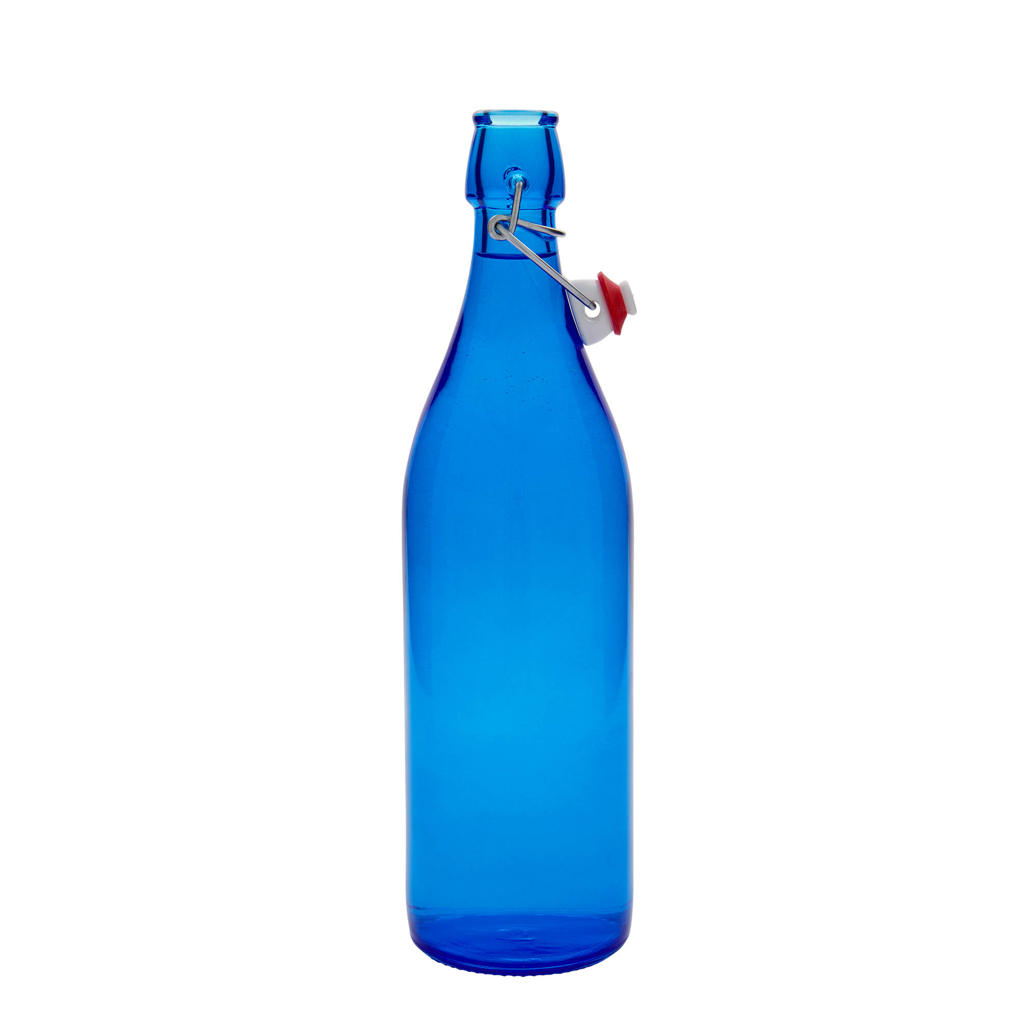 1 000 ml sklenená fľaša 'Giara', modrá, hrdlo: záklopka s pántom