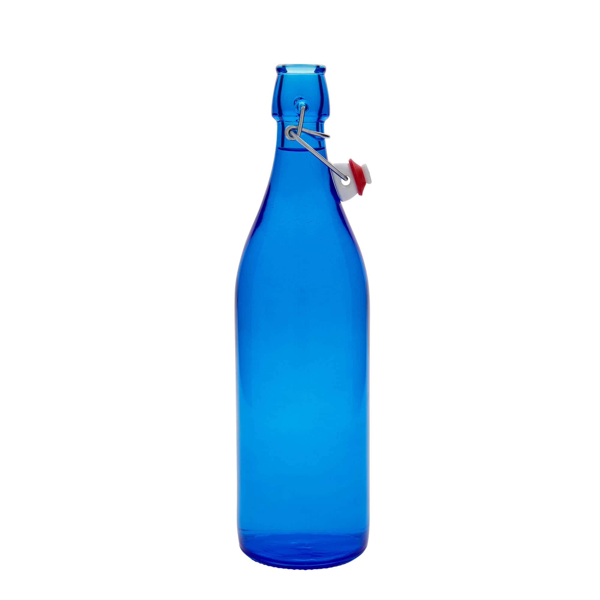 1 000 ml sklenená fľaša 'Giara', modrá, hrdlo: záklopka s pántom