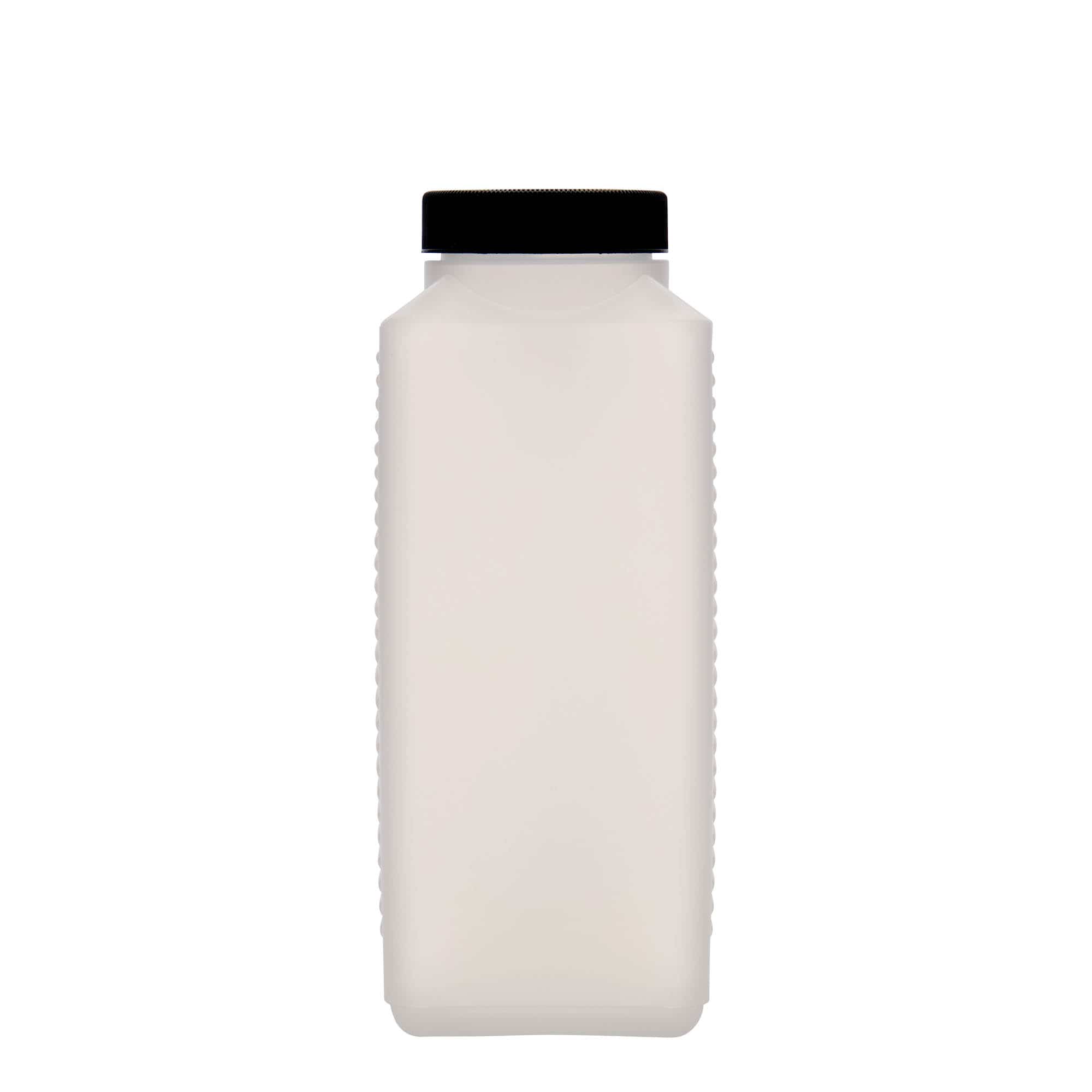 1 000 ml fľaša so širokým hrdlom, obdĺžniková, HDPE plast, prírodná farba, hrdlo: DIN 60 EPE